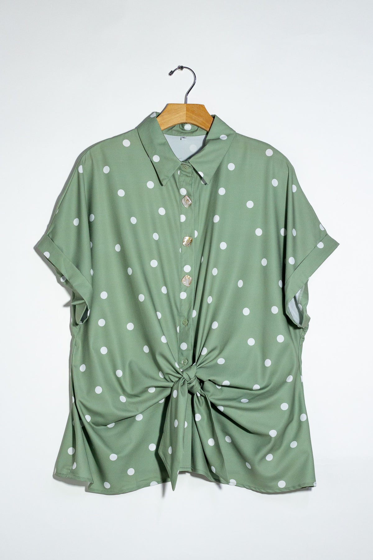 Camisa con lazo polka sage