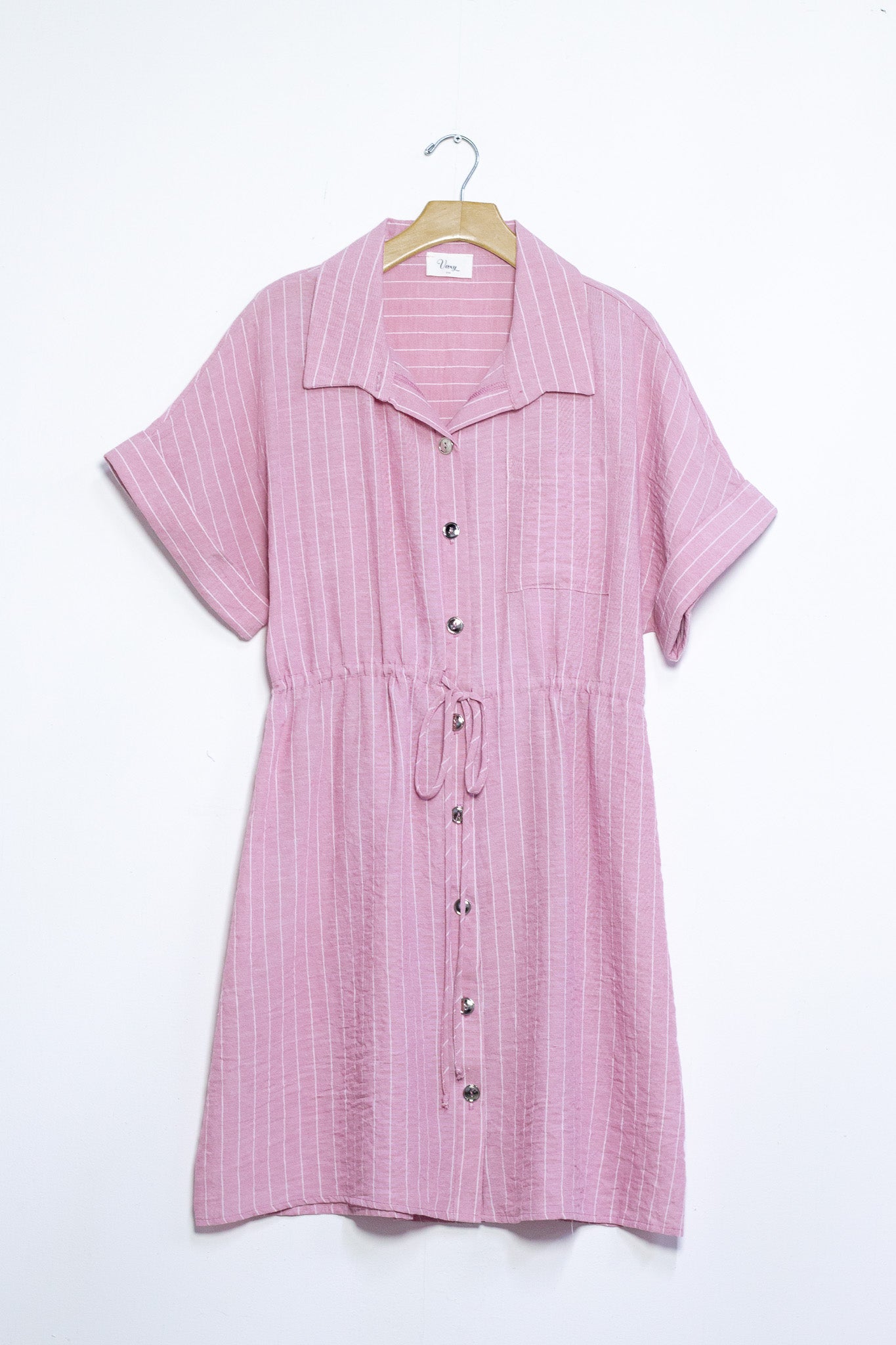 Vestido Curvy Camisero Rayas Cintura Elástica Fresco Versátil