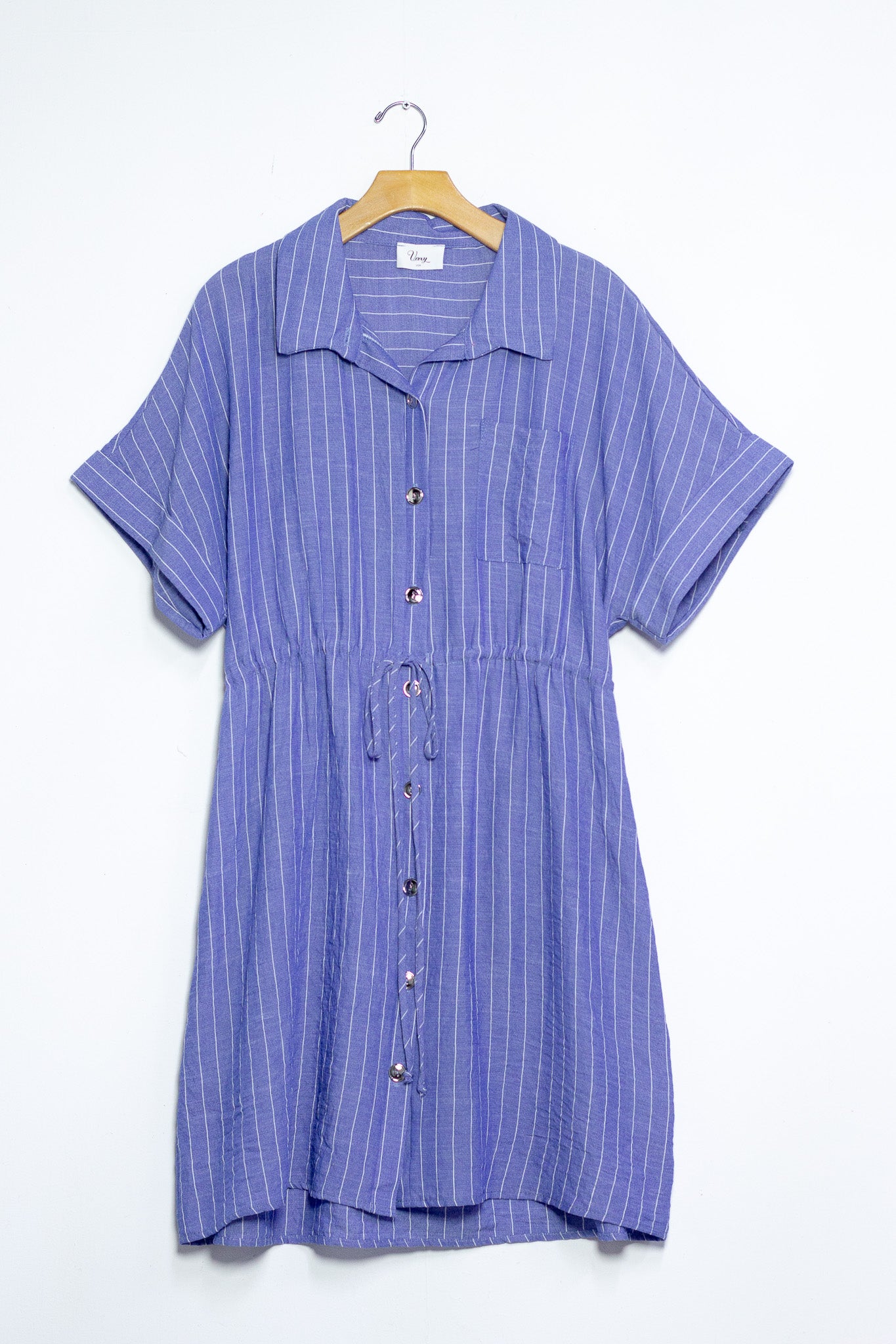 Vestido Curvy Camisero Rayas Cintura Elástica Fresco Versátil