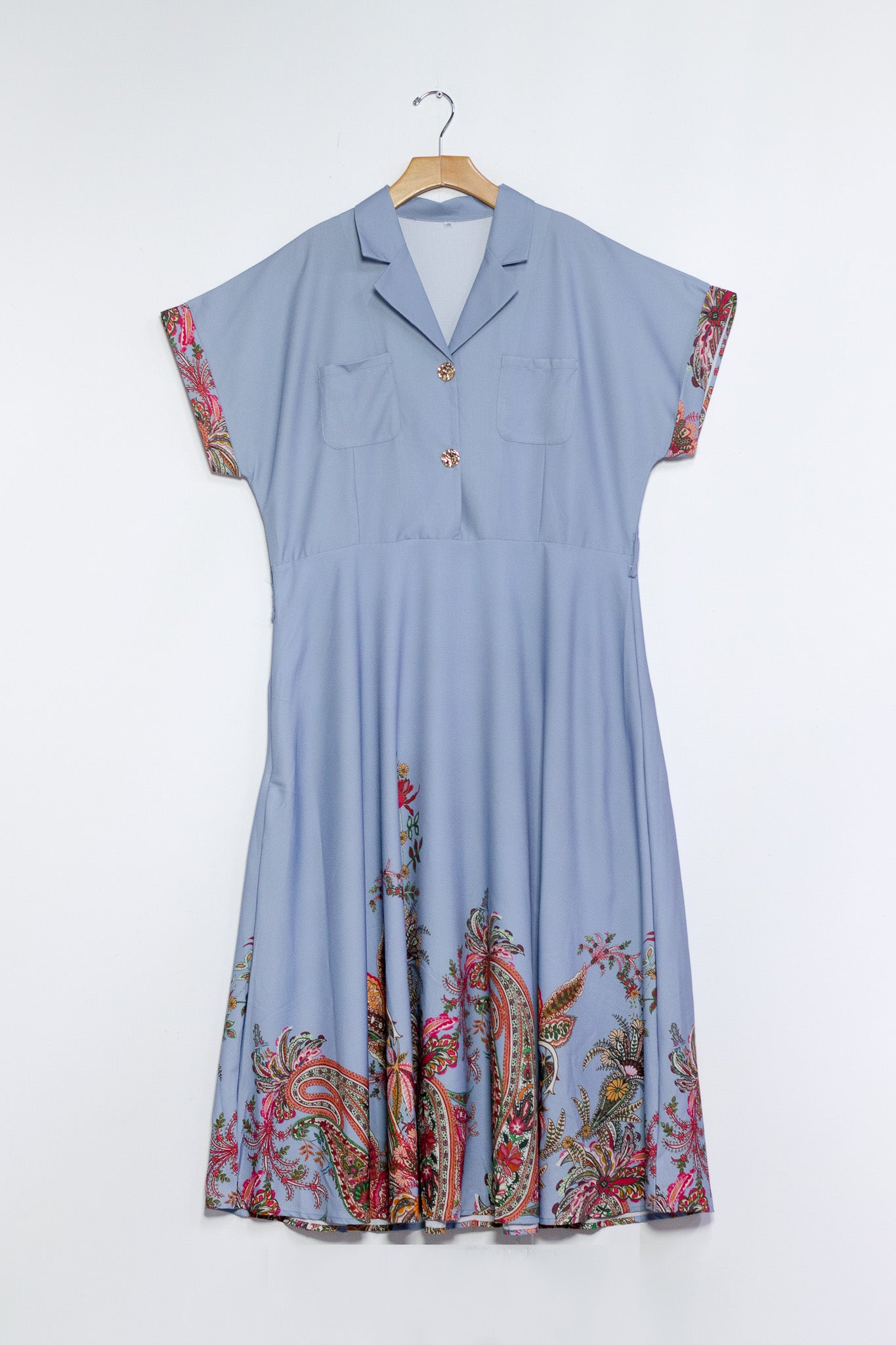 Maxi vestido detalles c/cinto azul