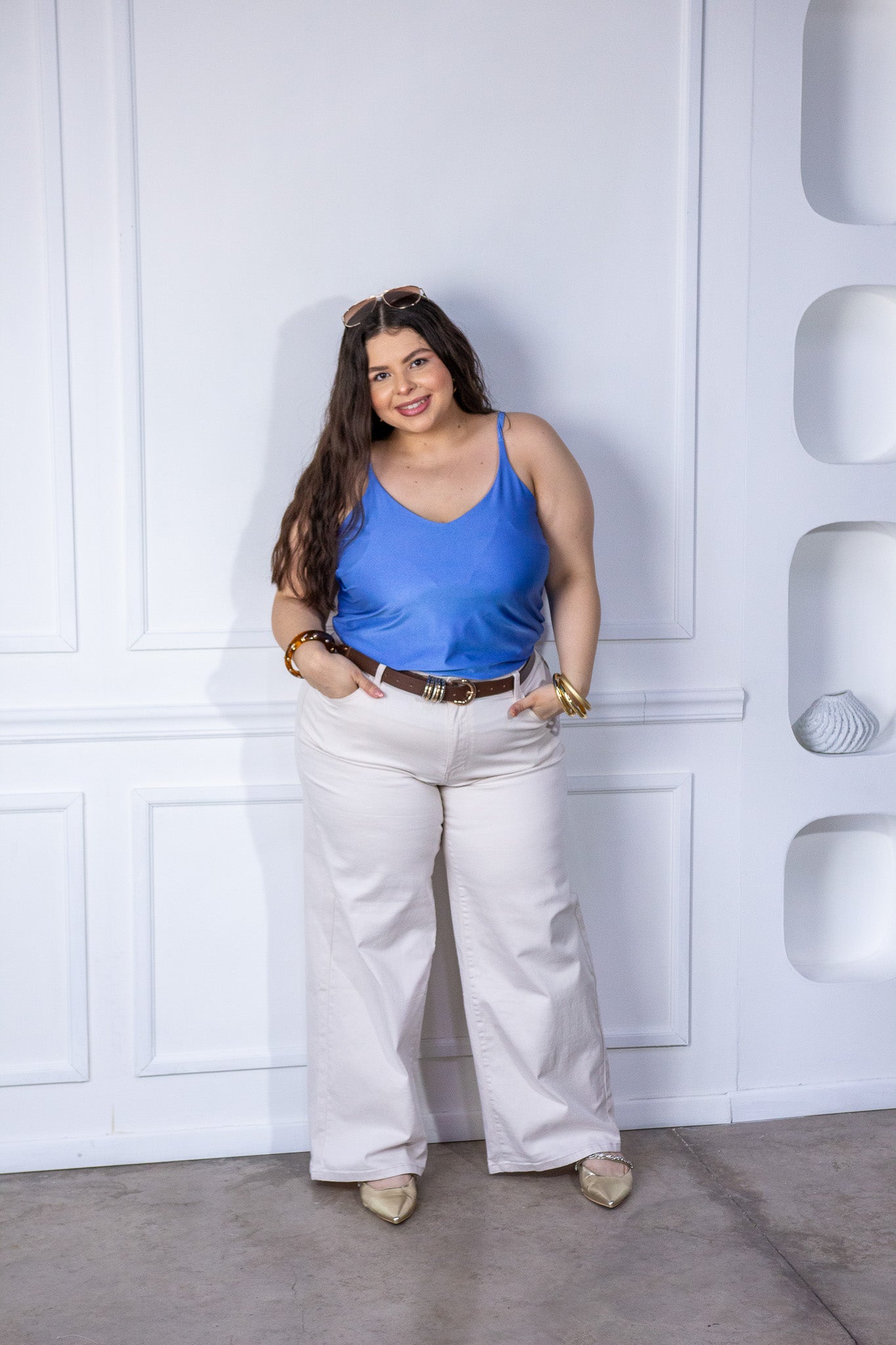 Blusa Curvy Amarilla Tirantes Escote V Vibrante Tallas Extras