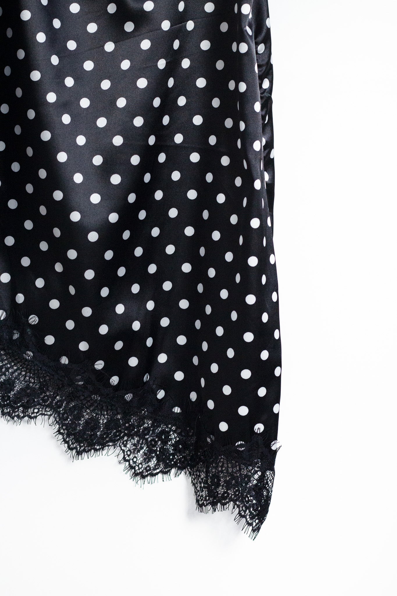 satin polka dot blouse in black and white