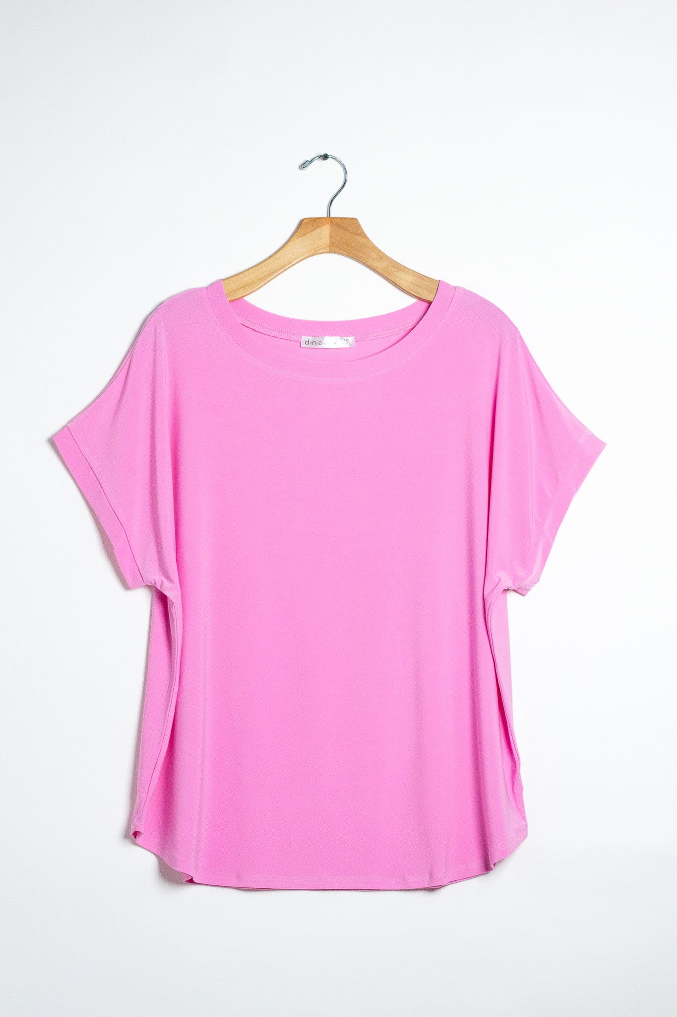 Blusa Curvy Licra Cuello Redondo Manga Corta Rosa