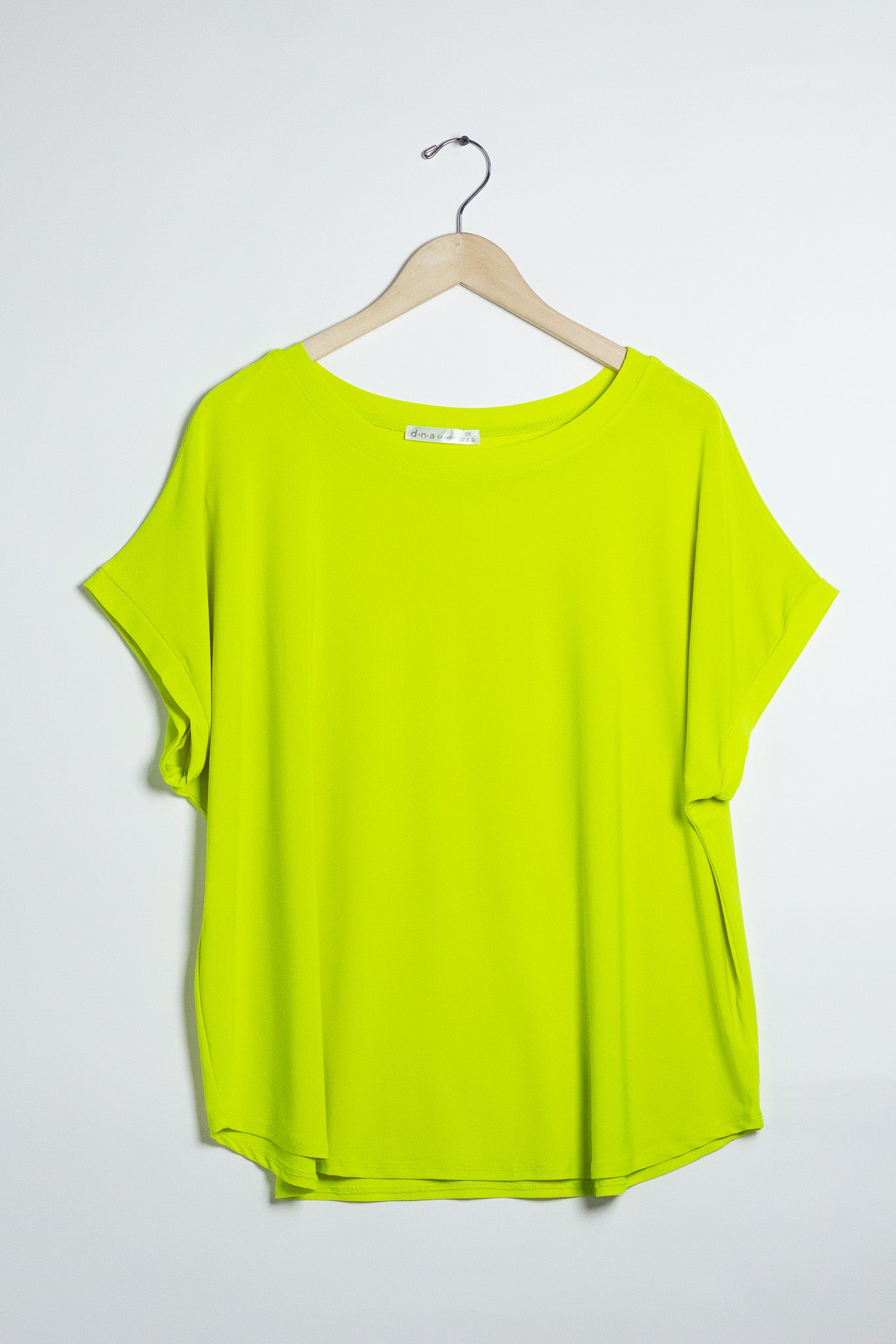 Blusa Curvy Licra Cuello Redondo Manga Corta Amarillo Limón