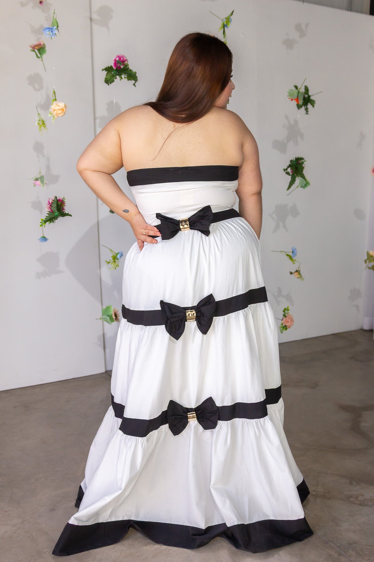 Maxi Vestido Curvy Strapless Blanco Femenino Statement Eventos