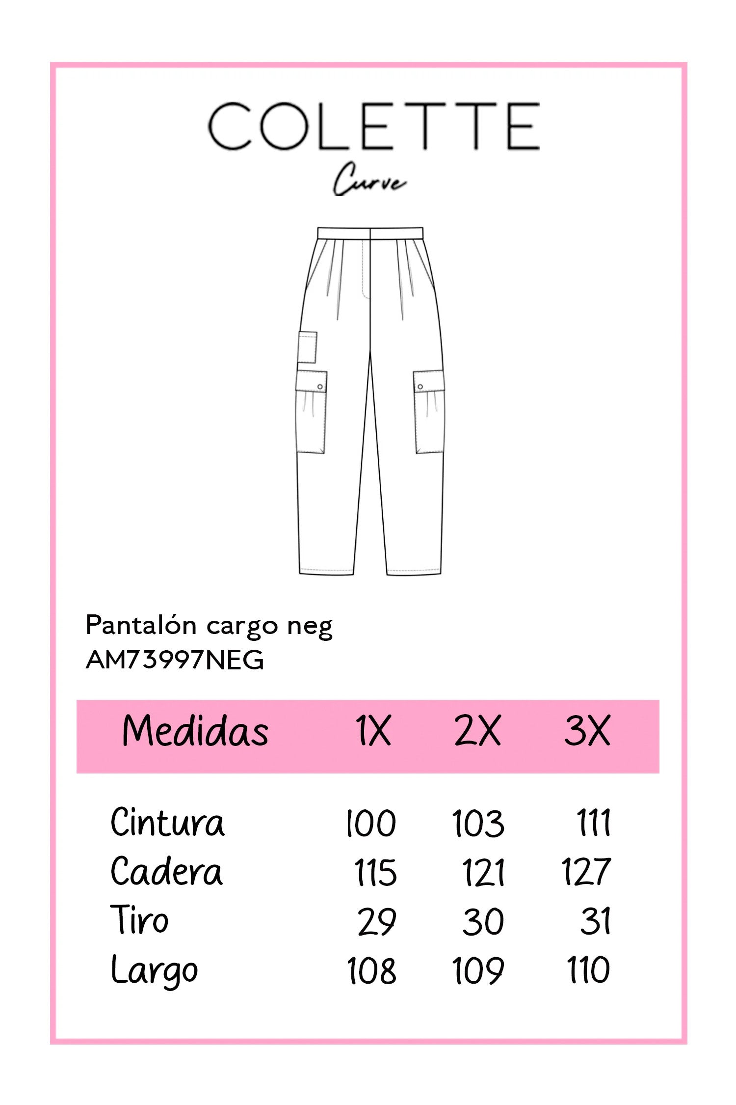 Pantalón Curvy Cargo Negro Tiro Alto Bolsillos Casual Edge