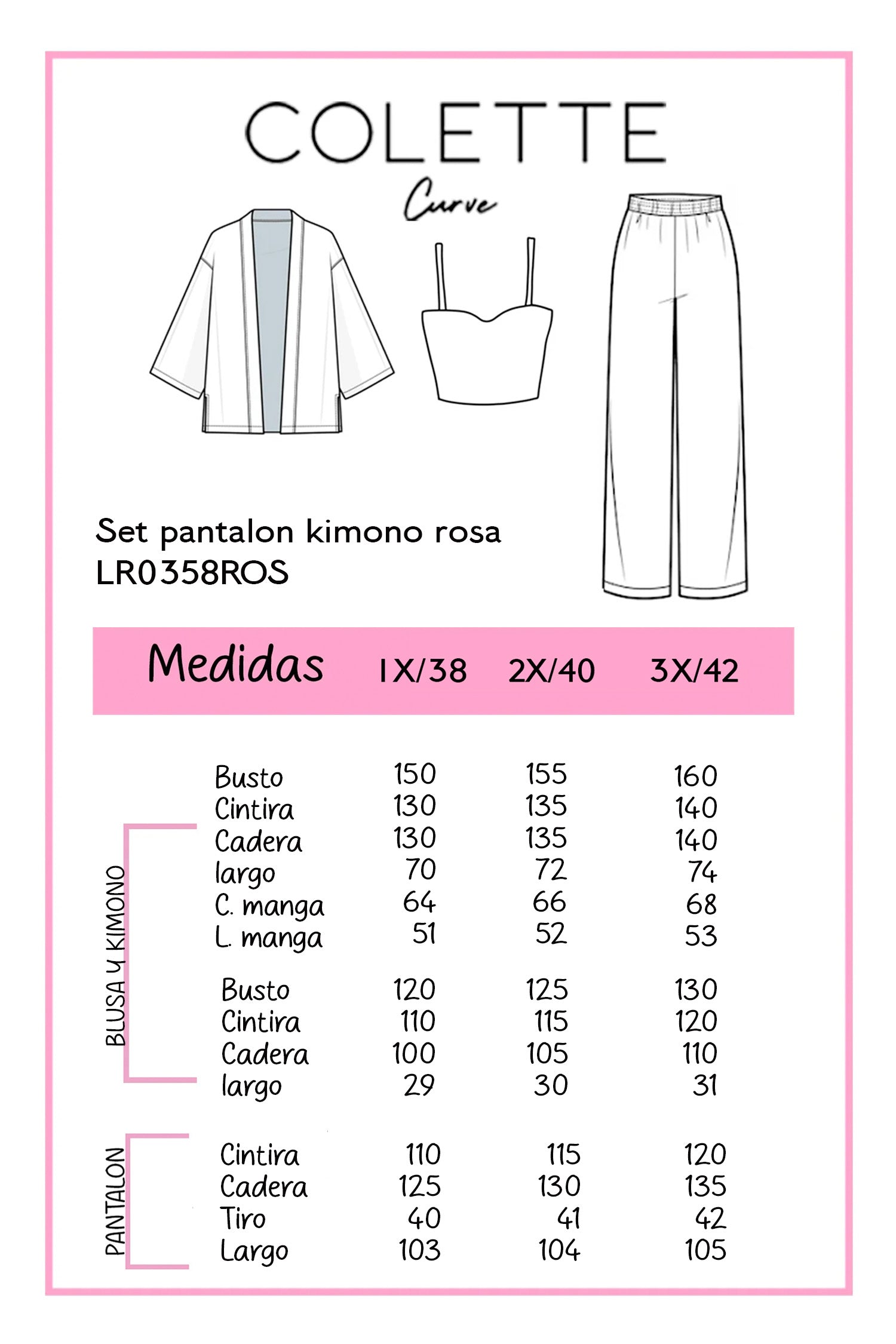 Set pantalon kimono rosa