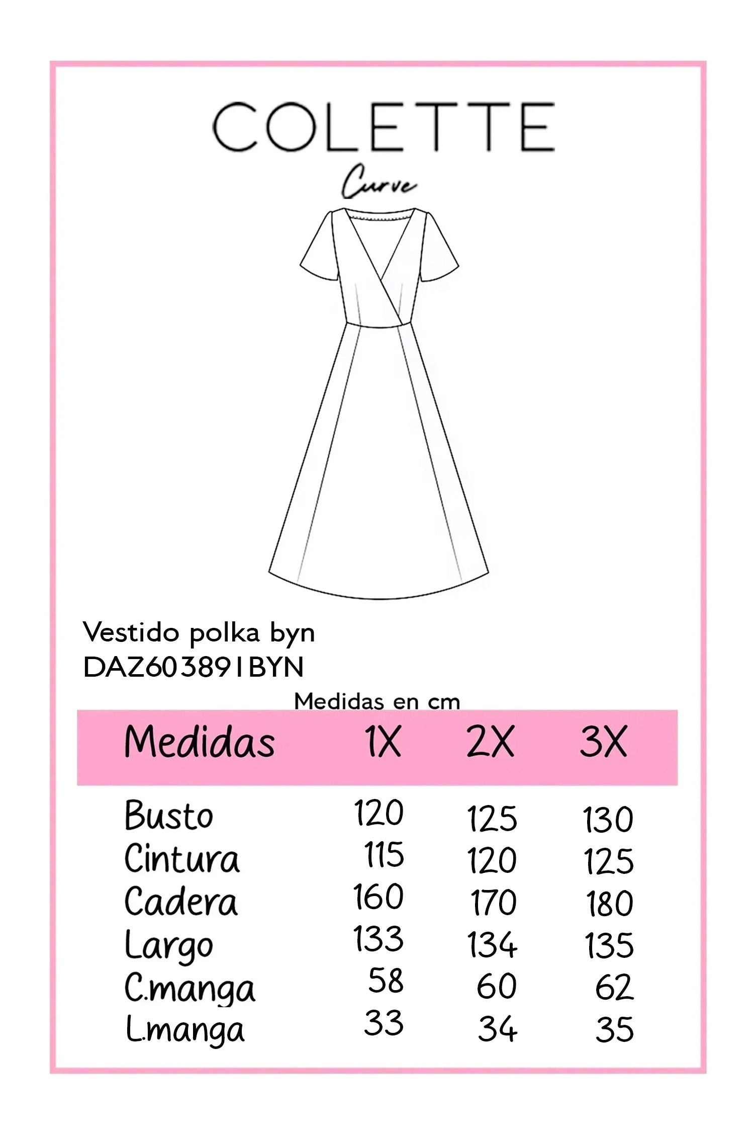 Vestido Curvy Largo Polka Dots Manga Campana Cintura Elástica