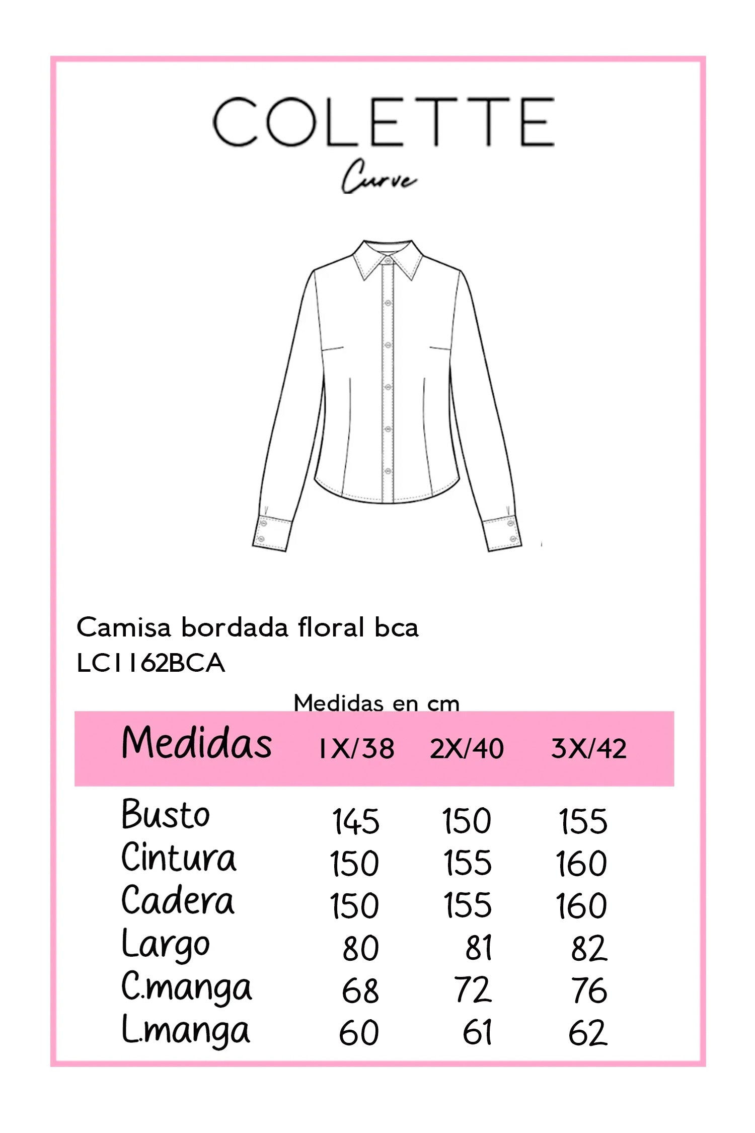 Camisa Curvy Bordada Floral Blanca Ajuste Favorecedor