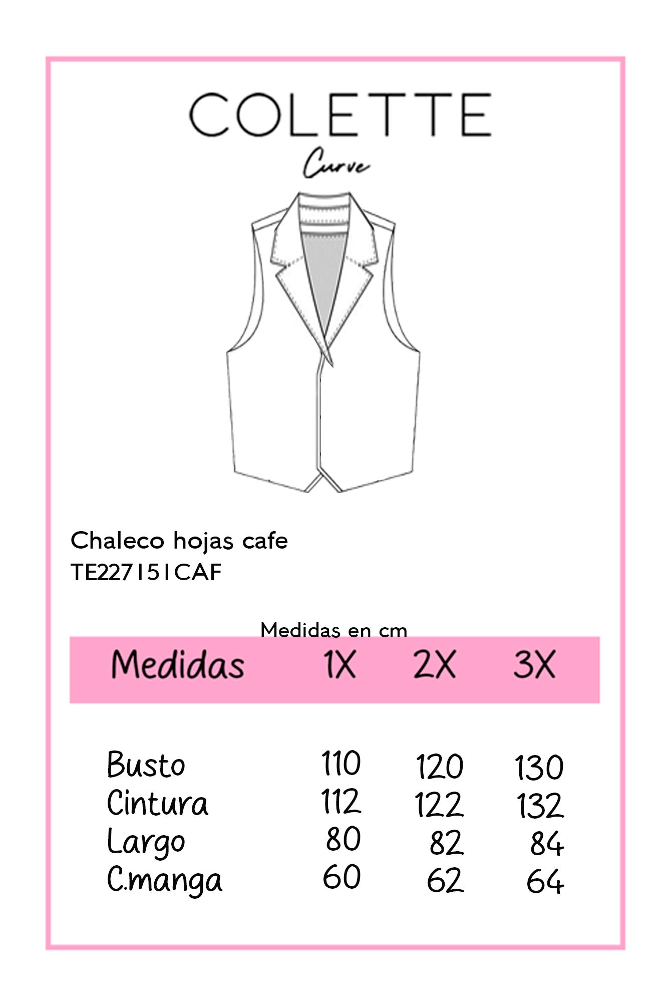 Chaleco Curvy Estampado Café Femenino Statement Layering