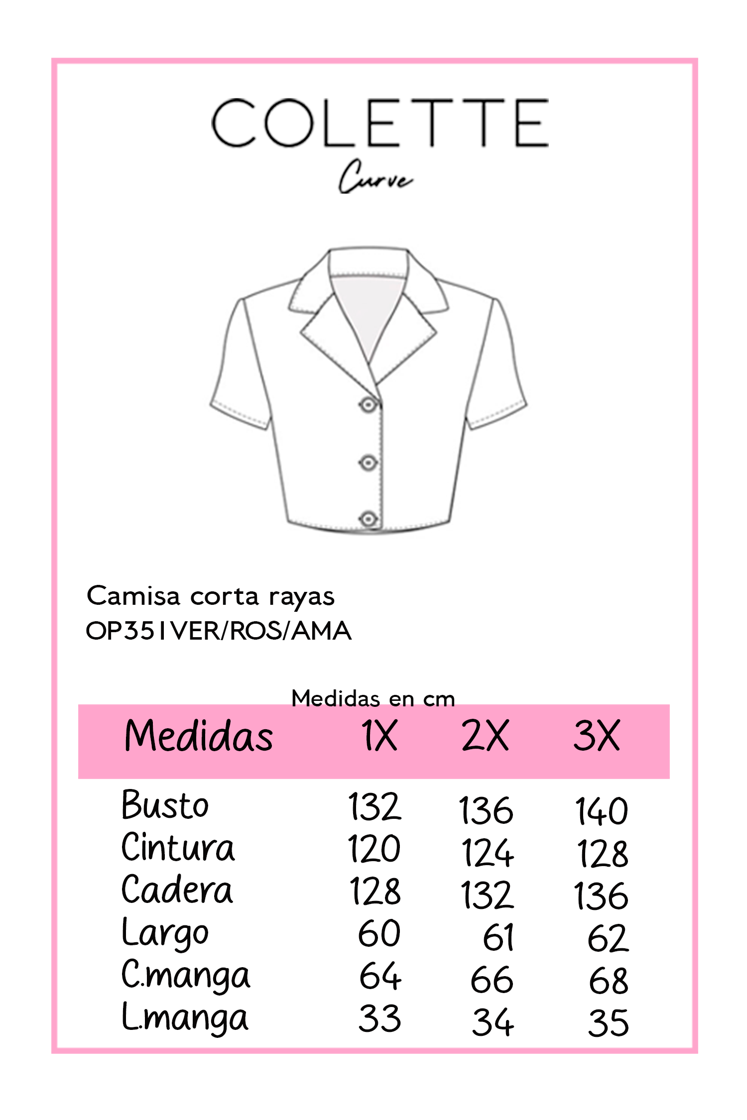 Camisa Curvy Corta Rayas Femenina Clásica Versátil