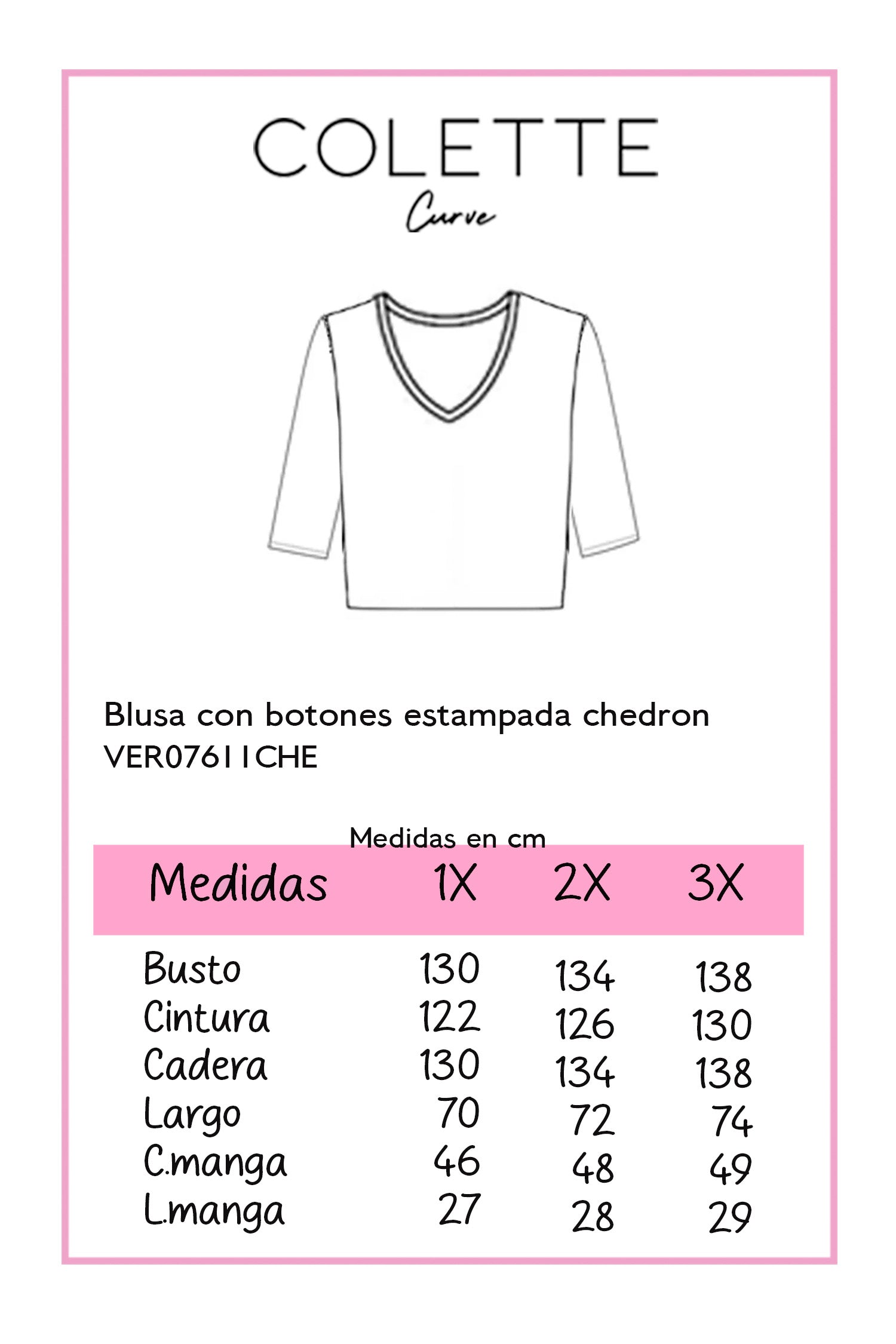 Blusa c/boton estampada chedron