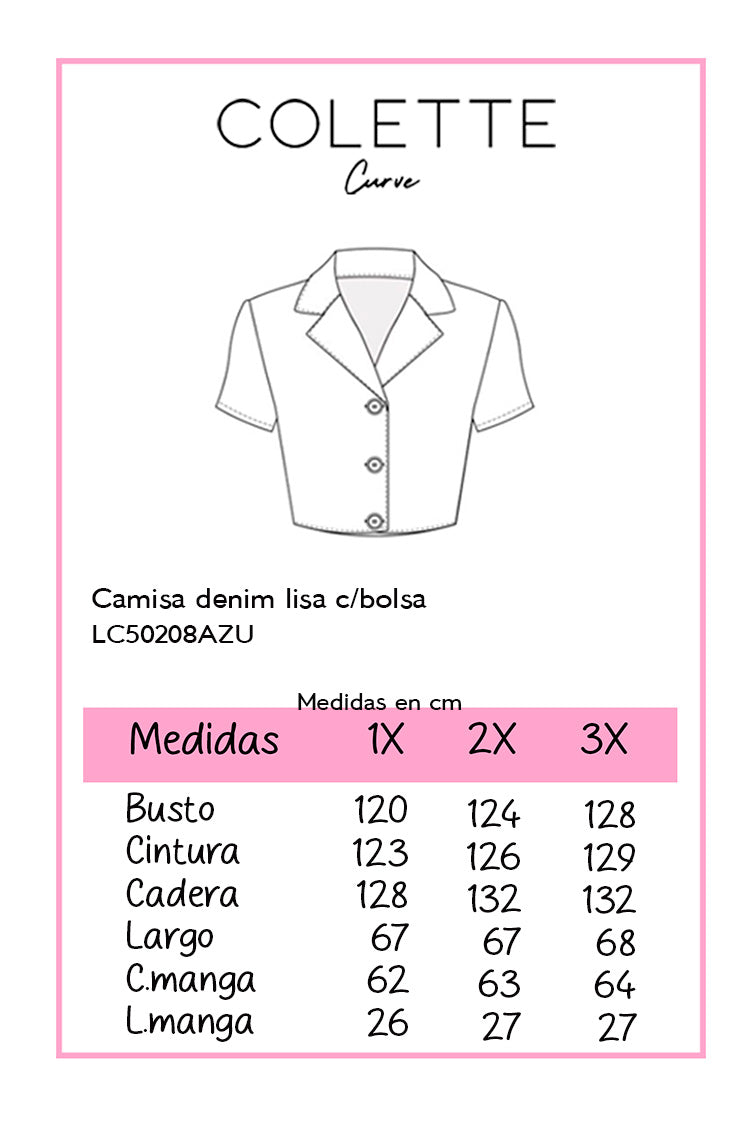 Camisa denim lisa c/bolsa