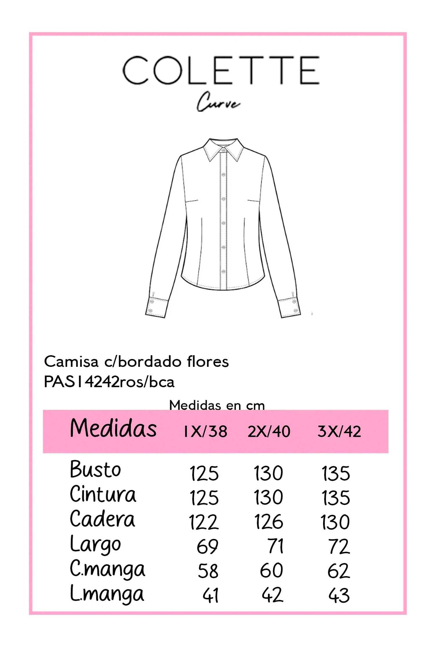 Camisa Curvy Rosa Pastel con Flor 3D y Perlas