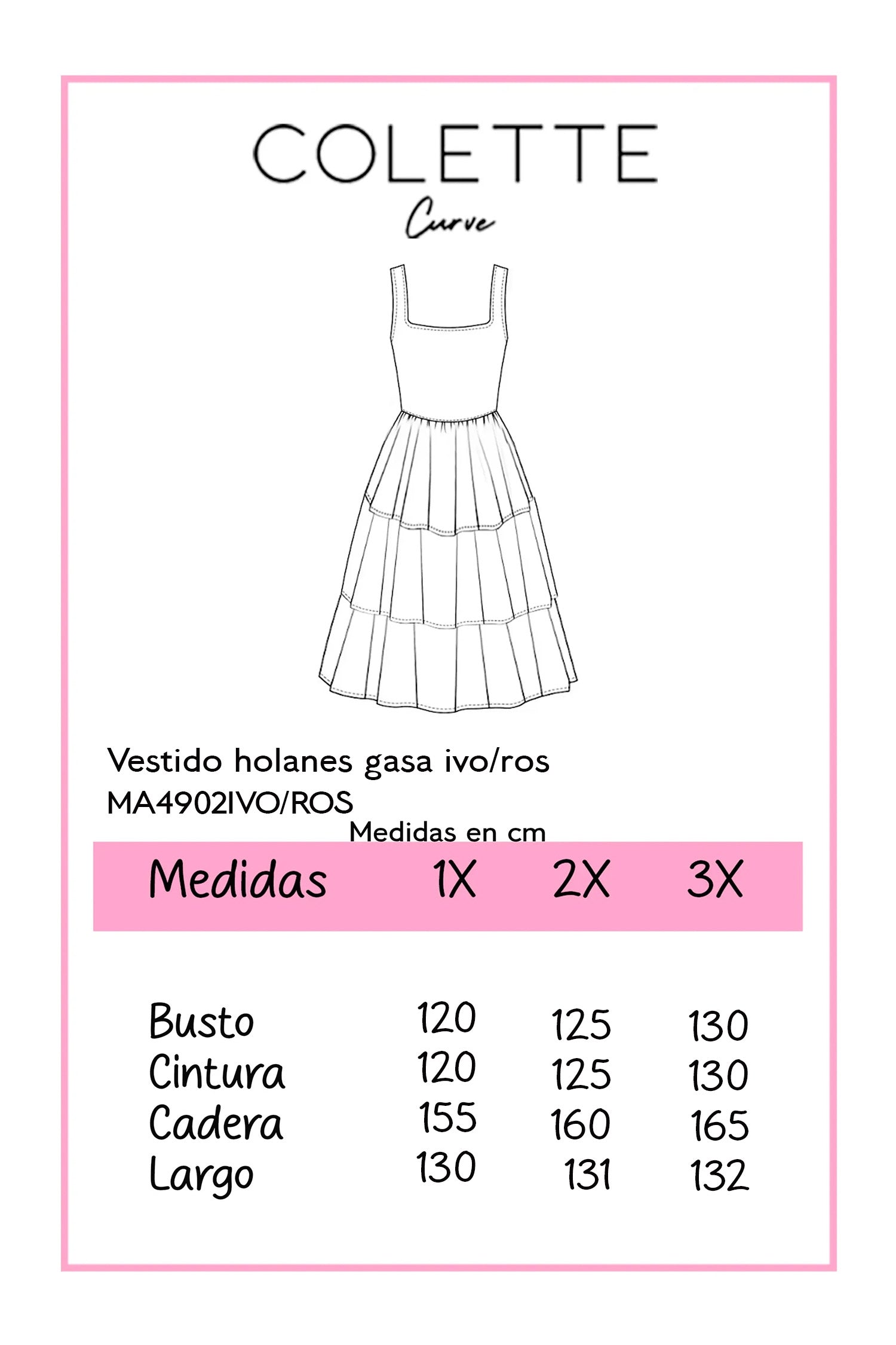 Vestido Curvy de Gasa Ivory con Holanes y Cintura Elástica