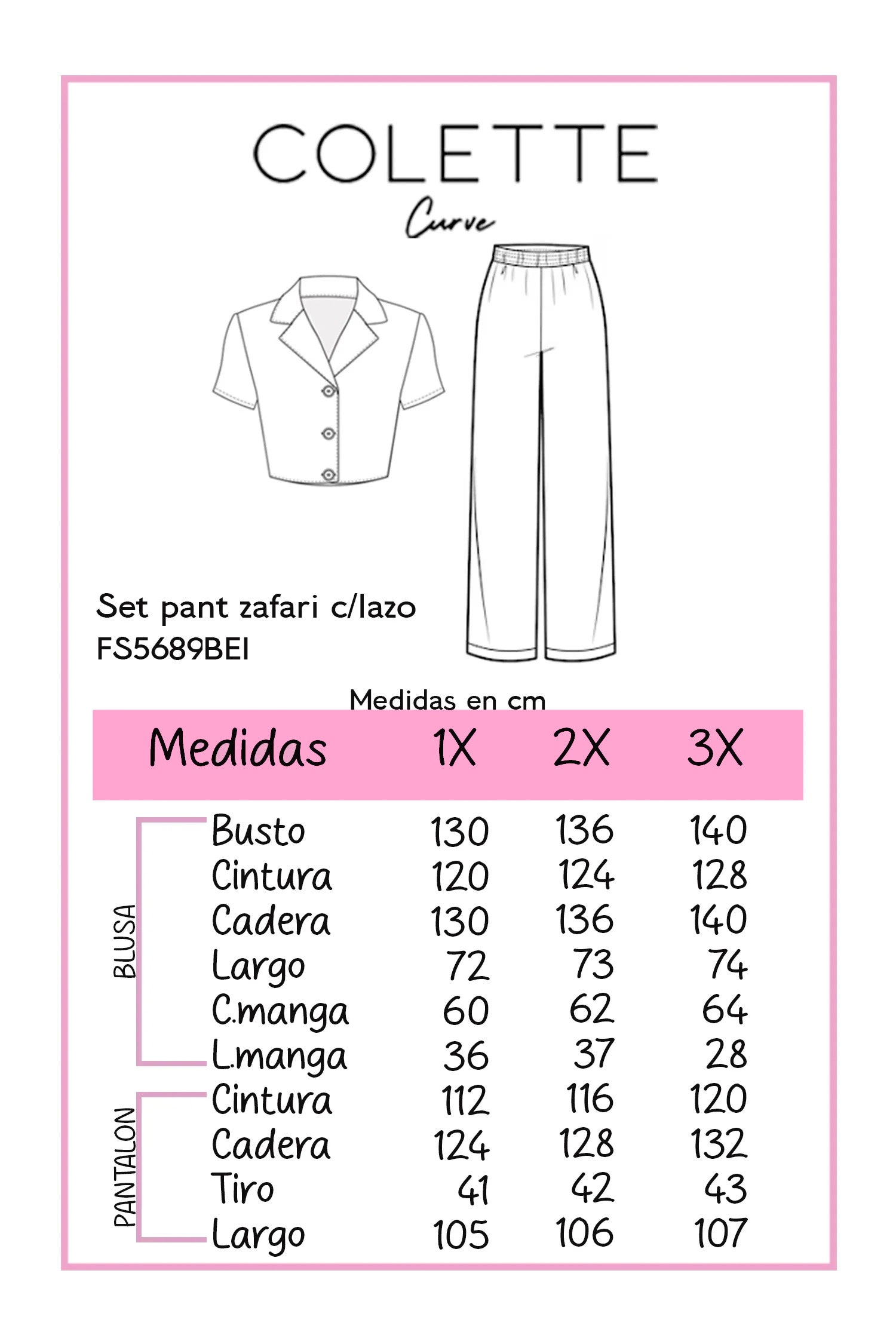 Set pantalon zafari c/lazo beige