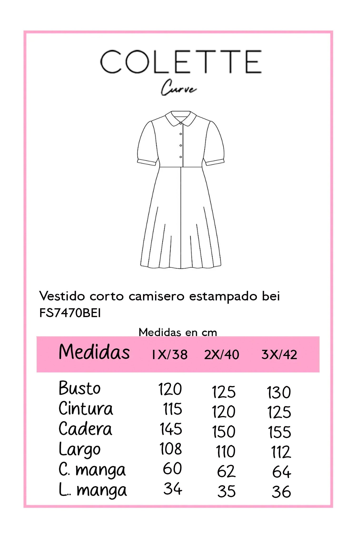 Vestido Curvy Camisero Estampado Beige con Cinto Define Cintura