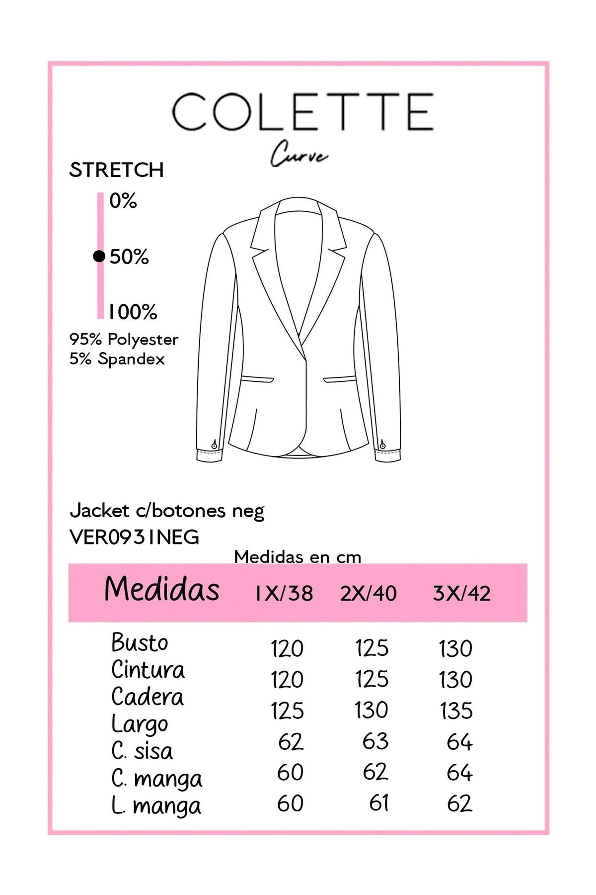 Jacket con Botones Curvy Negro