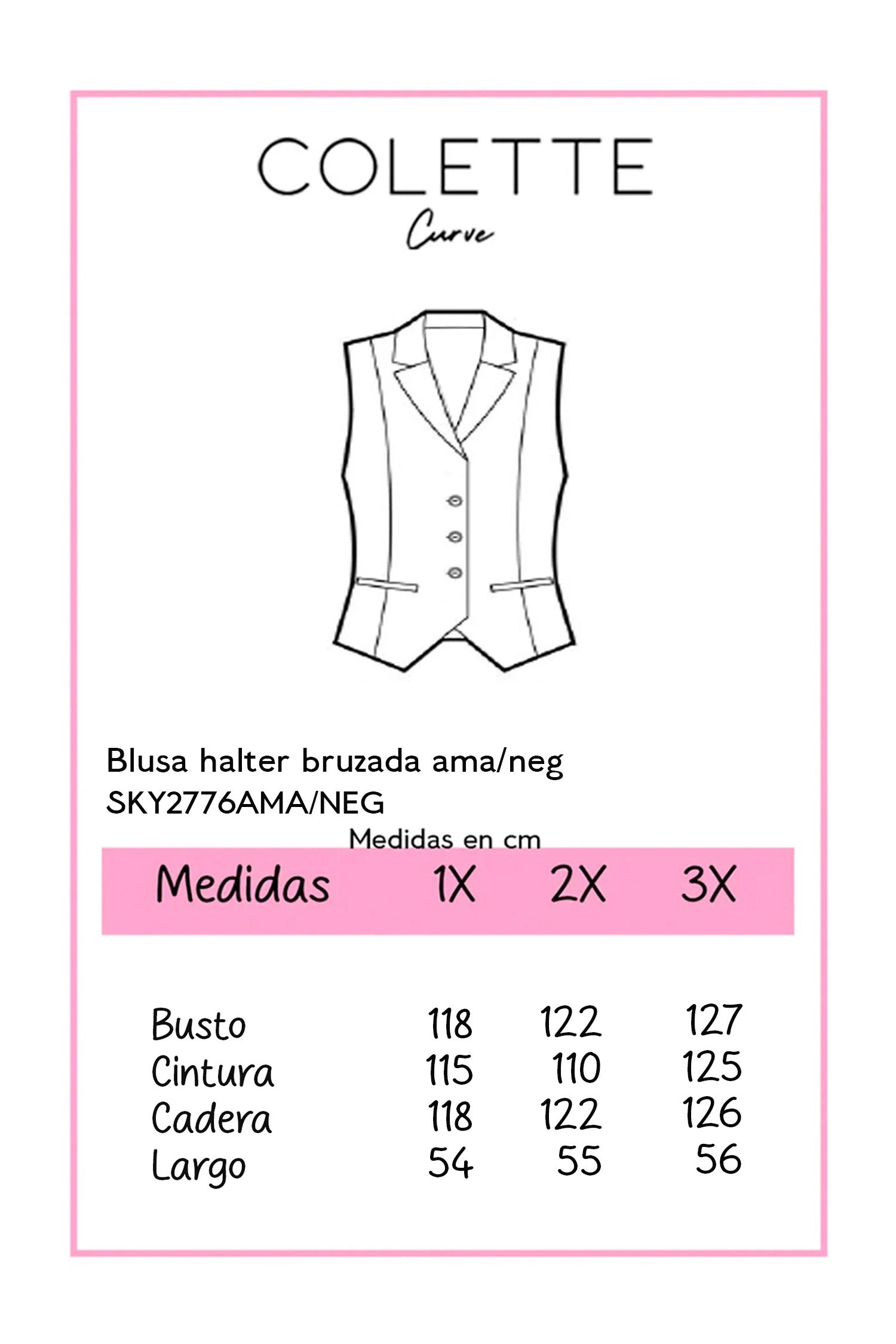 Blusa Curvy Cuello Halter Lycra Premium Stretch Femenina