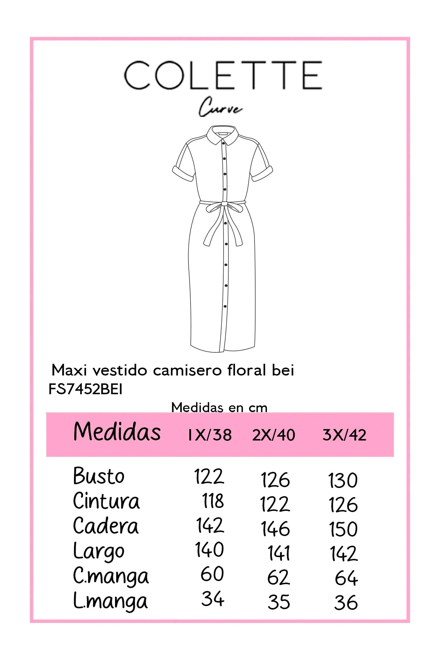 Maxi vestido camisero floral beige