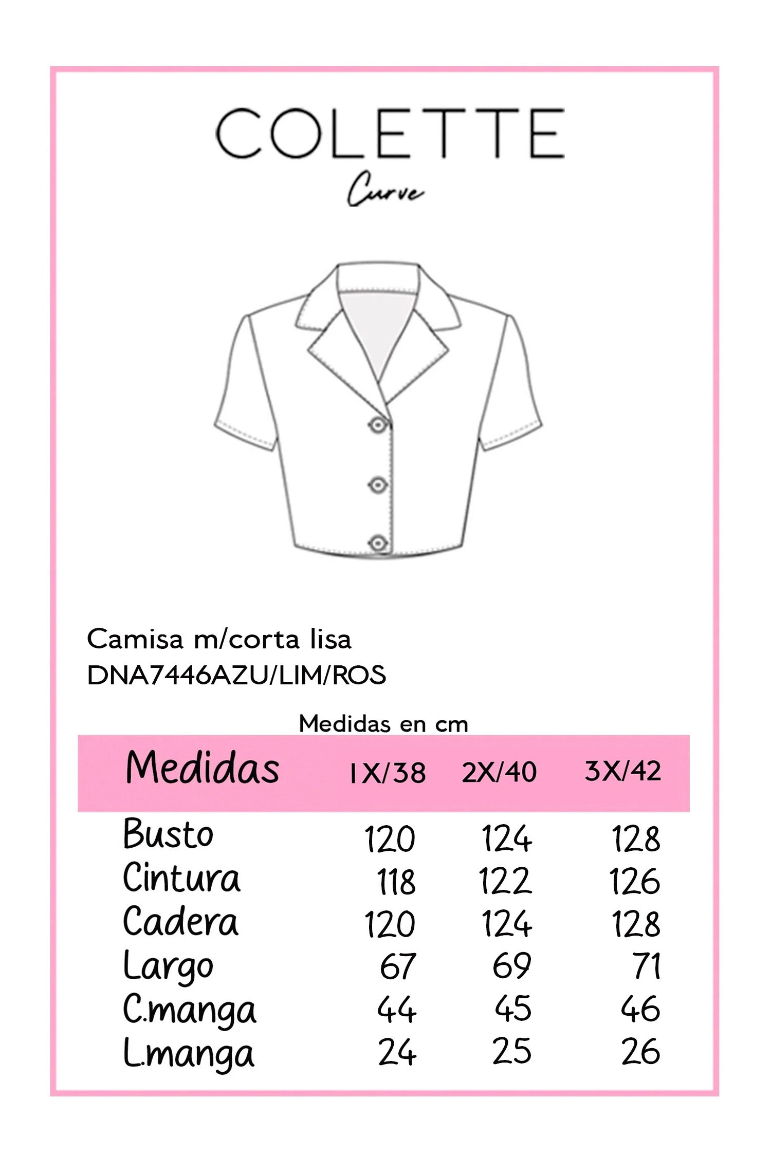 Camisa Curvy Manga Corta Bolsillo Azul Cielo