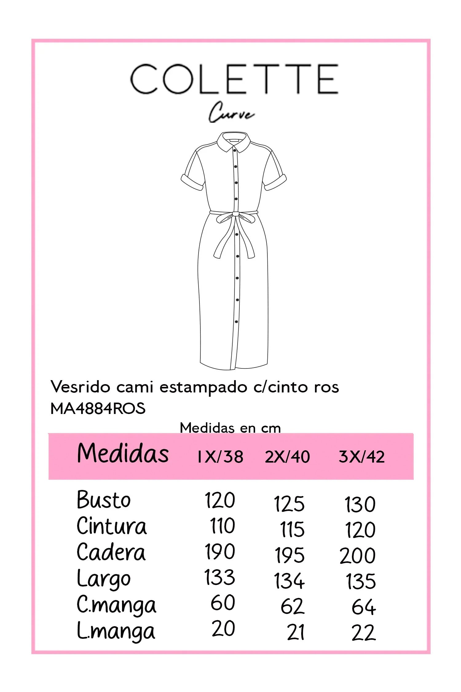 Vestido Camisero Largo Curvy Floreado con Cinto Elástico