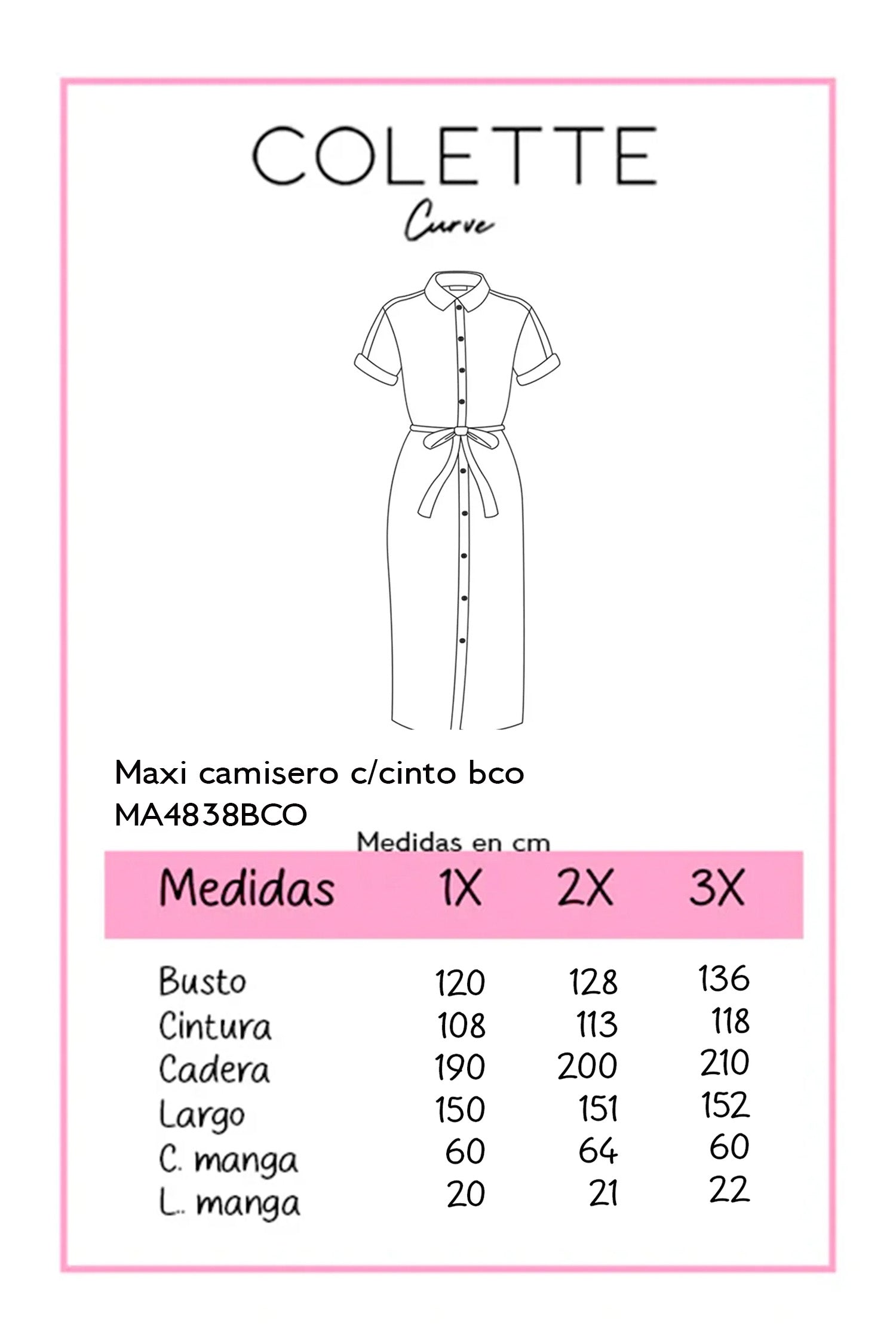 Vestido Maxi Camisero Curvy Blanco con Botones y Cinturón de Paja