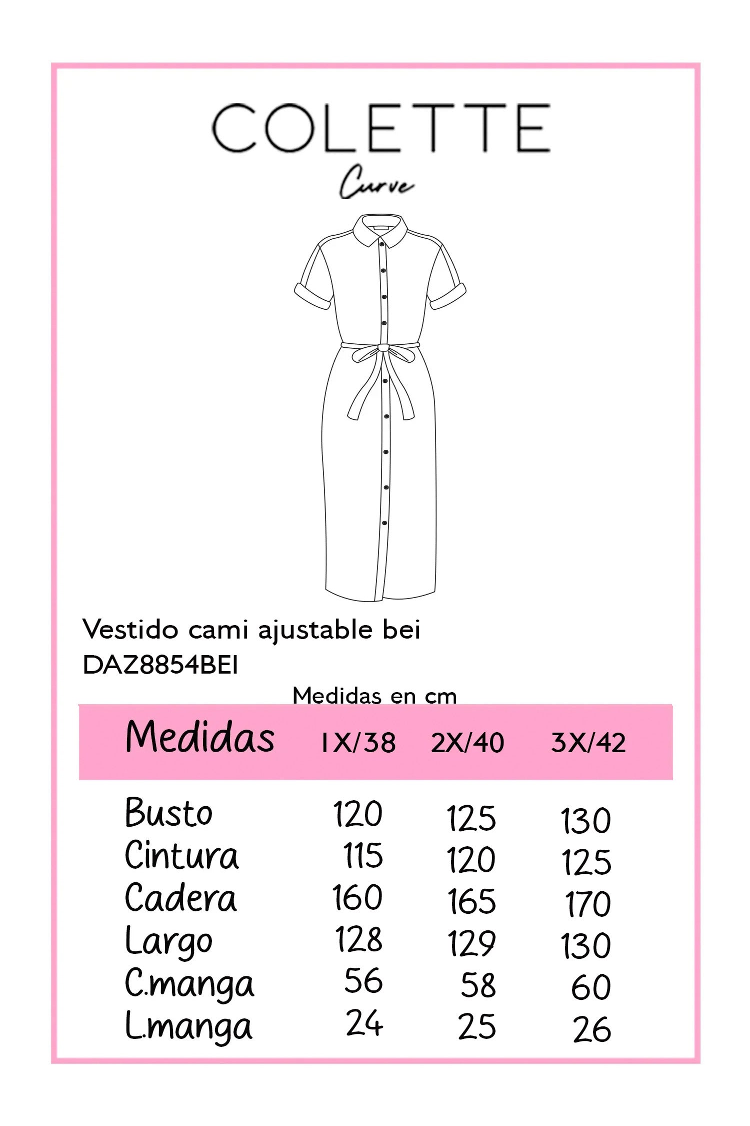 Vestido Curvy Camisero Beige Rayas Midi Jareta Ajustable