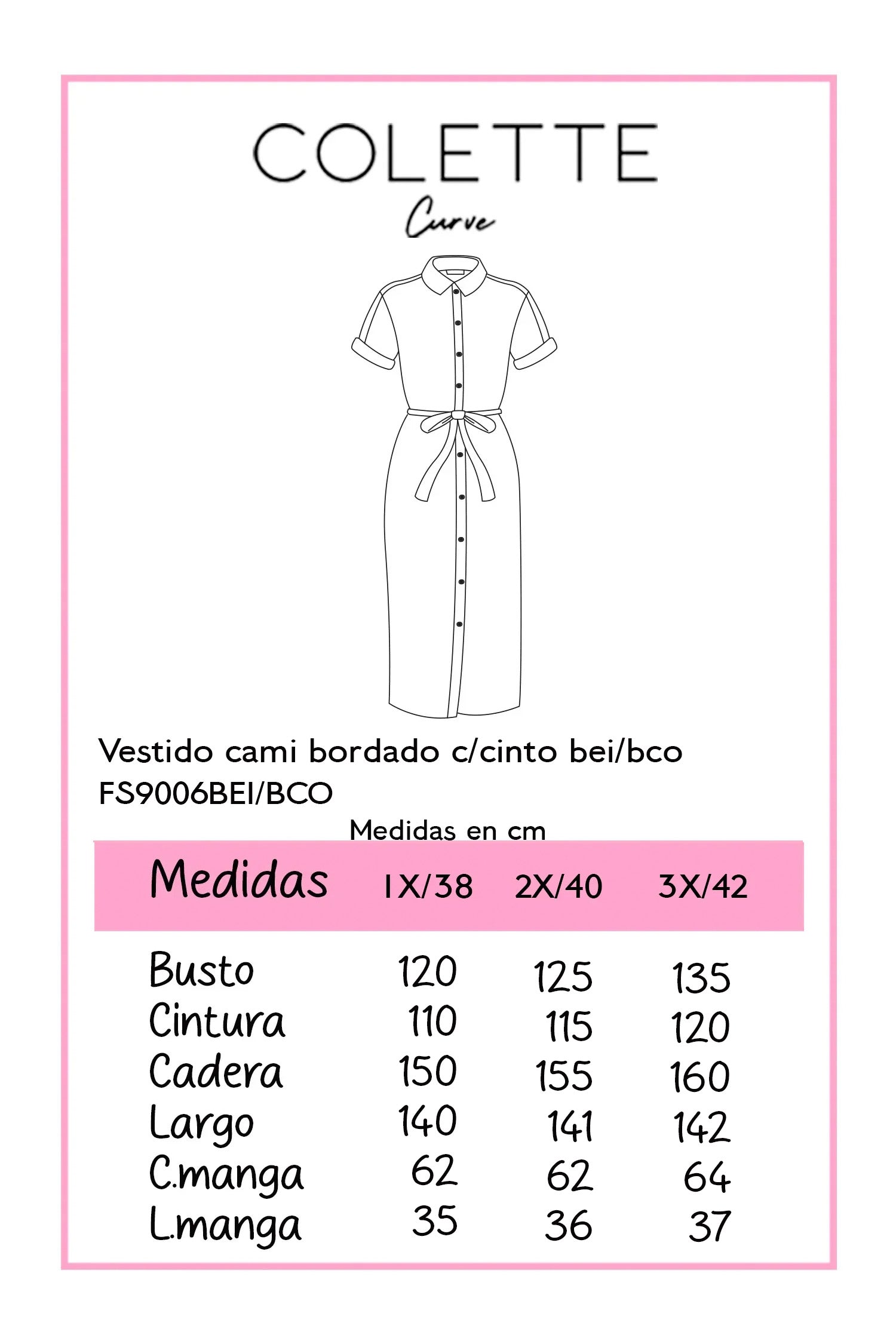 Vestido Curvy Maxi Camisero Encaje Guipur Blanco