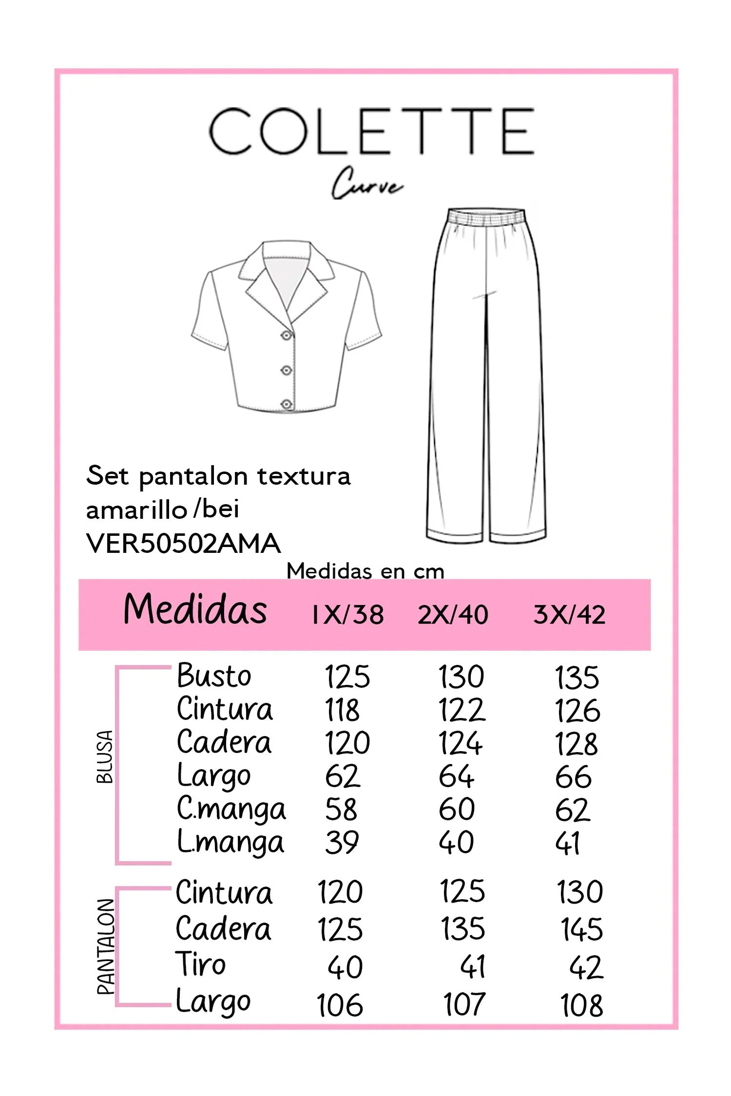 Set pantalon textura beige