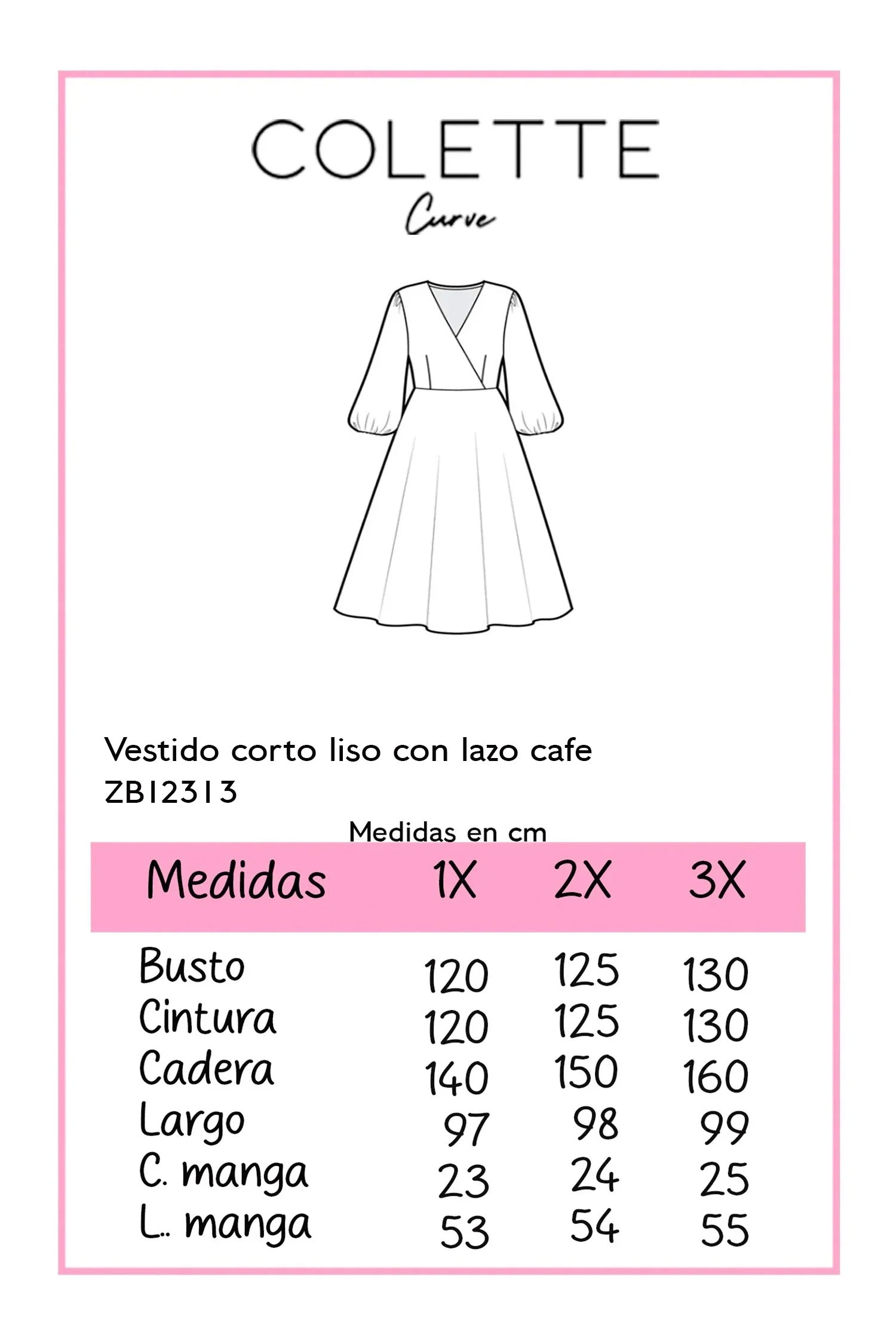 Vestido corto gasa c/lazo cafe