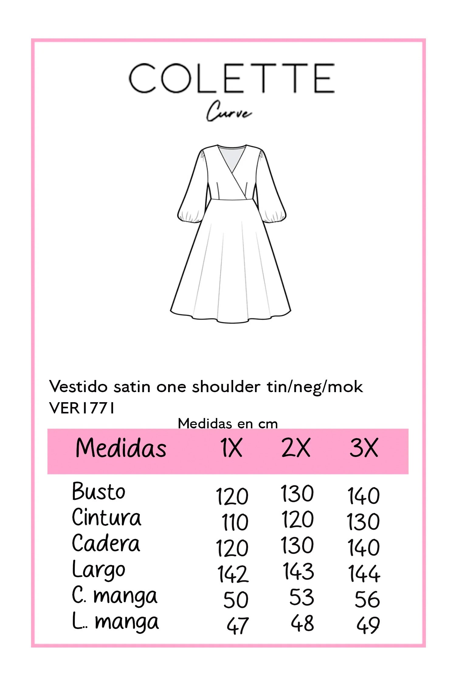 Vestido satin one shoulder neg