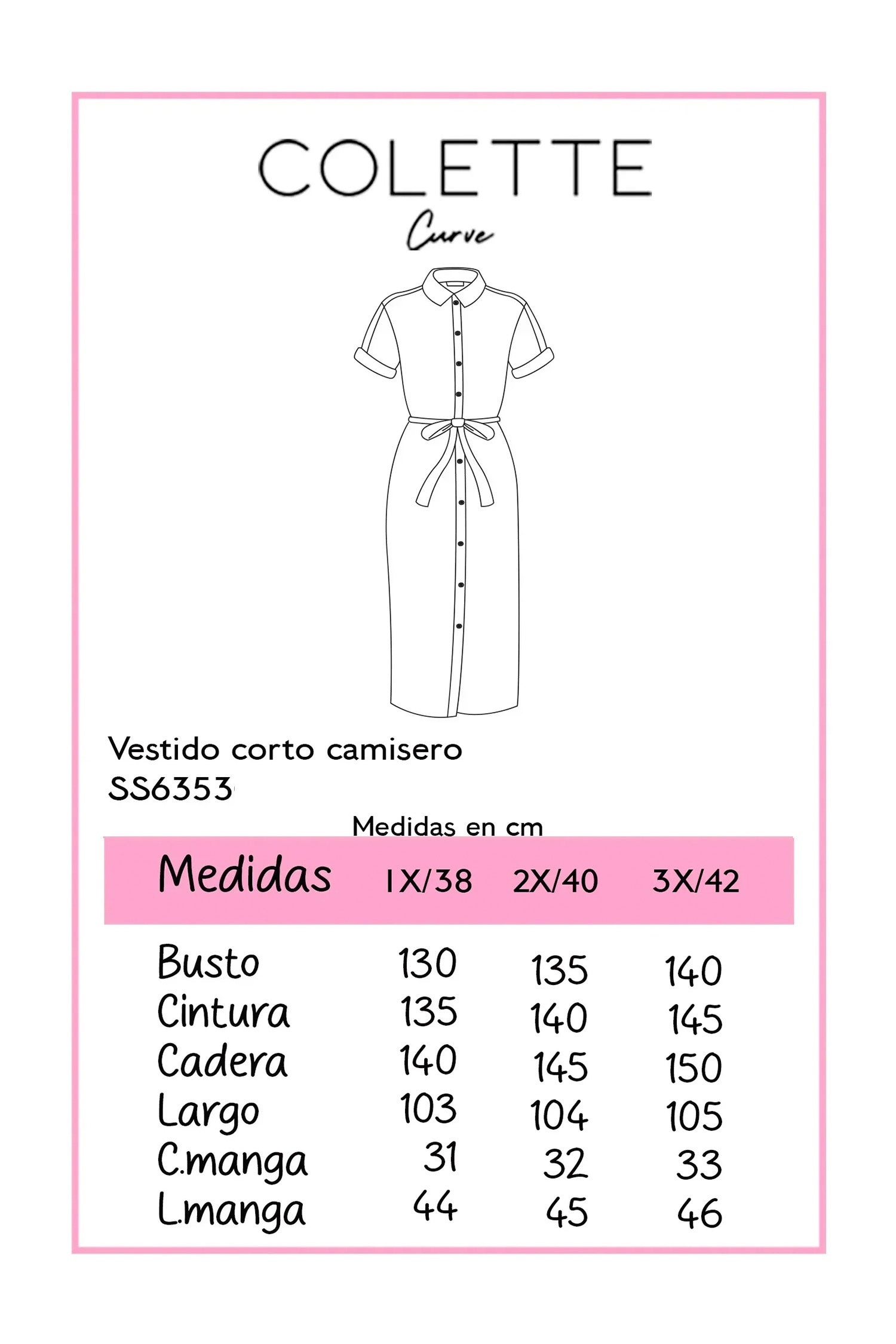 Vestido Camisero Curvy Fucsia de Manga Corta con Bolsillos