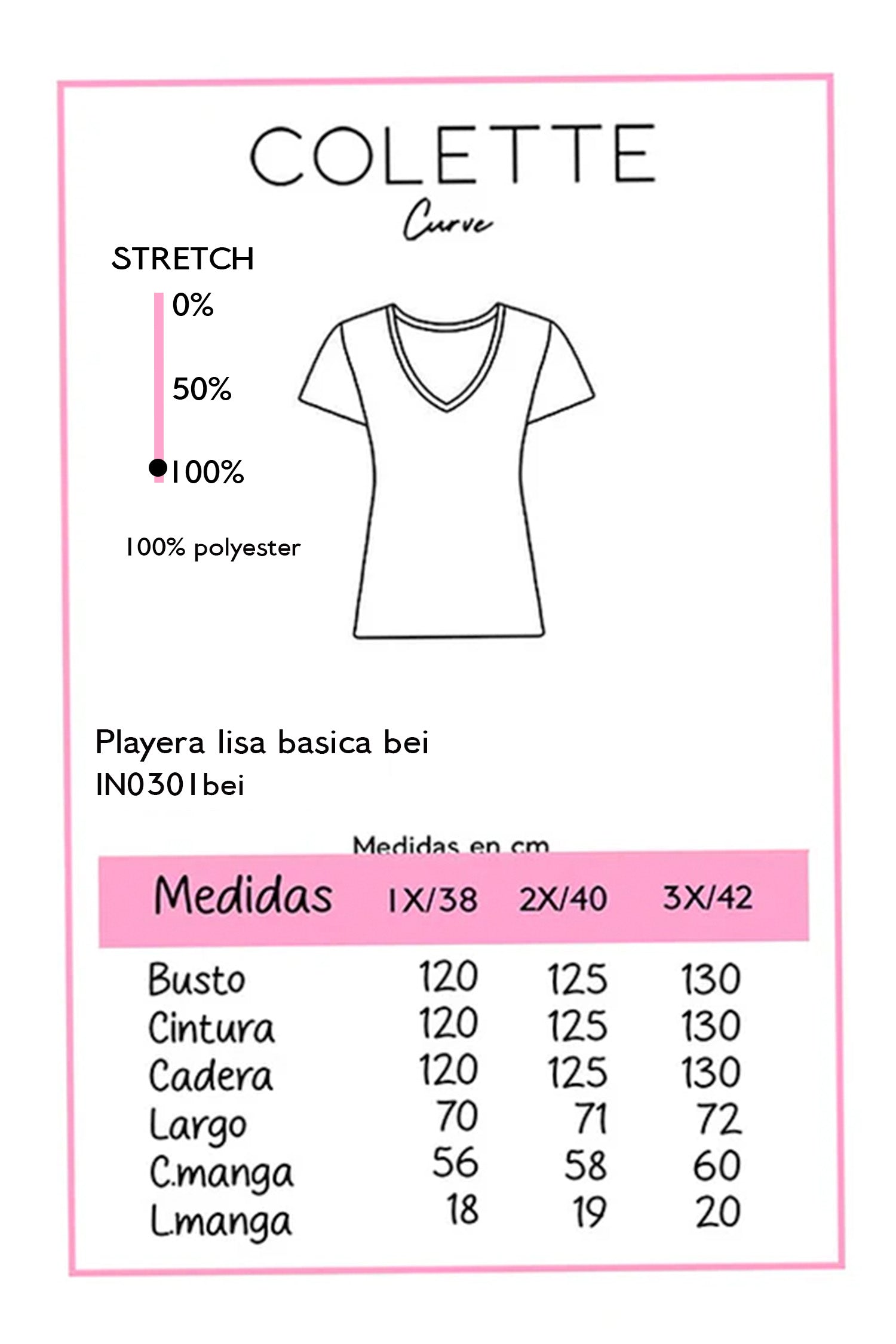 Playera Curvy Cuello Redondo Manga Corta Básica Beige