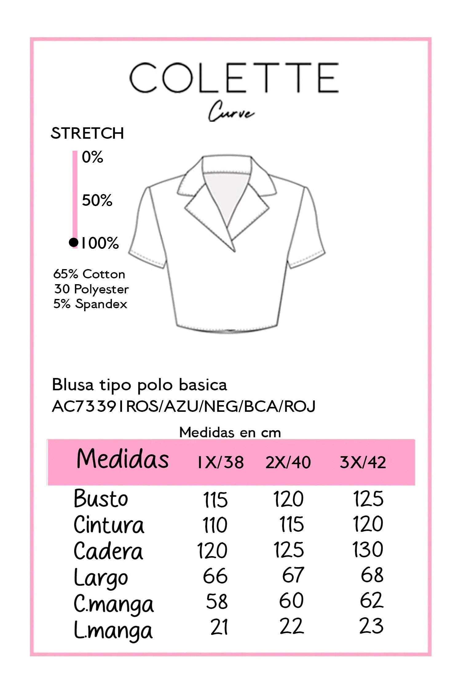 Blusa Polo Curvy Algodón Azul Cielo Básica