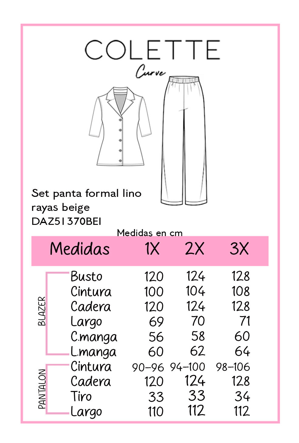 Set pantalon formal lino rayas beige