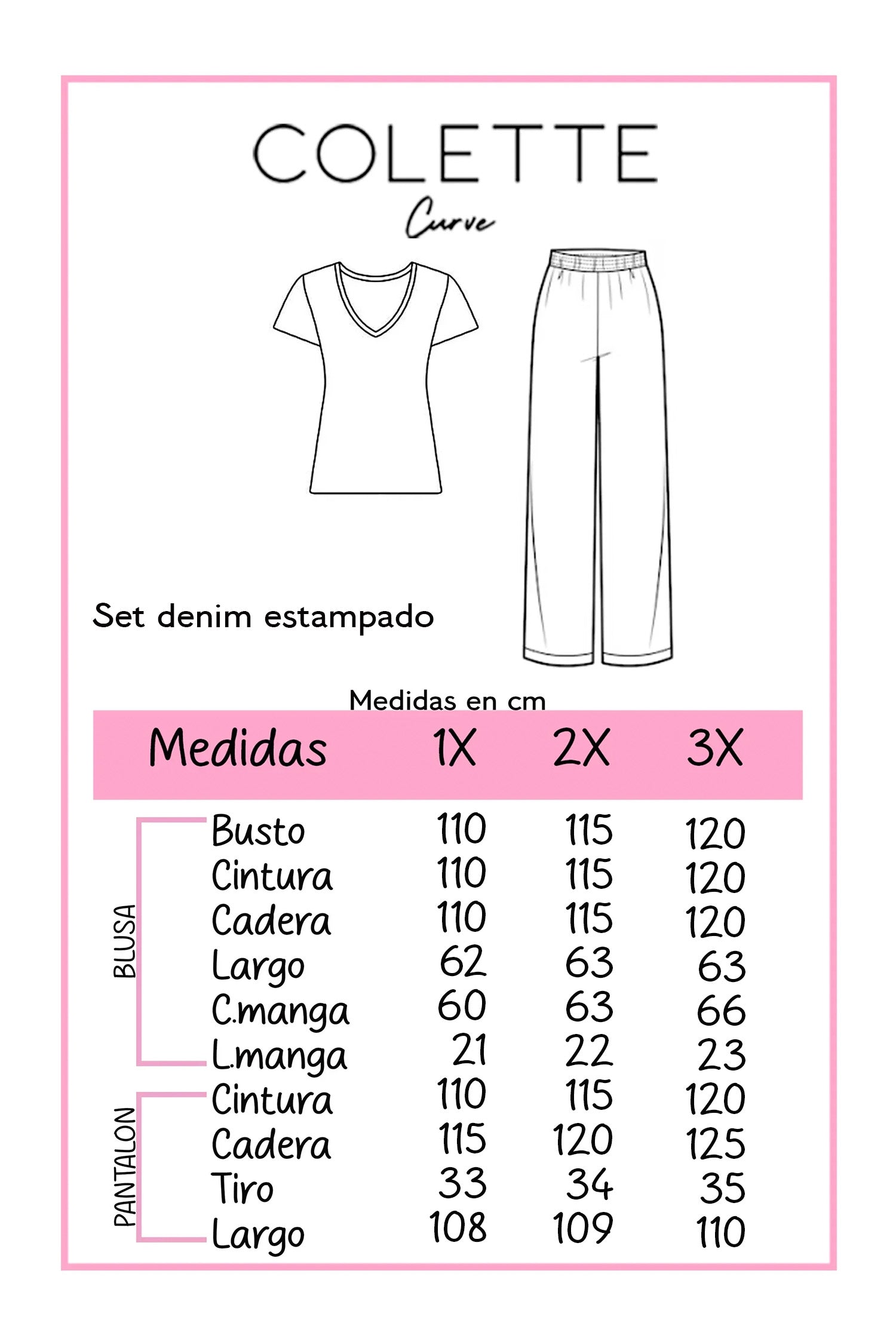 Conjunto camisa denim estampada