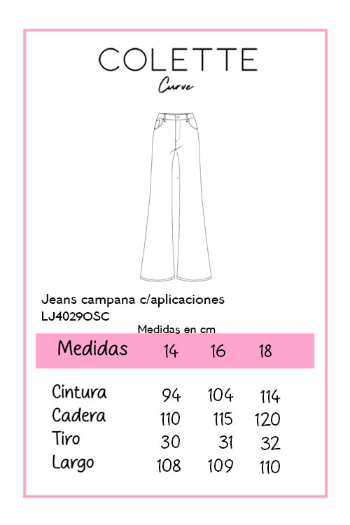 Jeans campana con aplicaciones