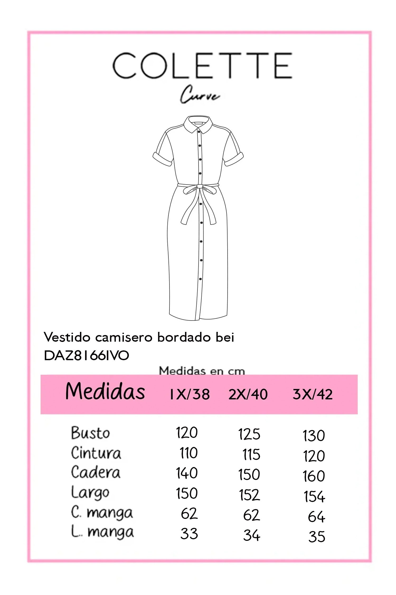 Vestido Maxi Camisero Curvy Bordado Calado Manga Globo Ivory
