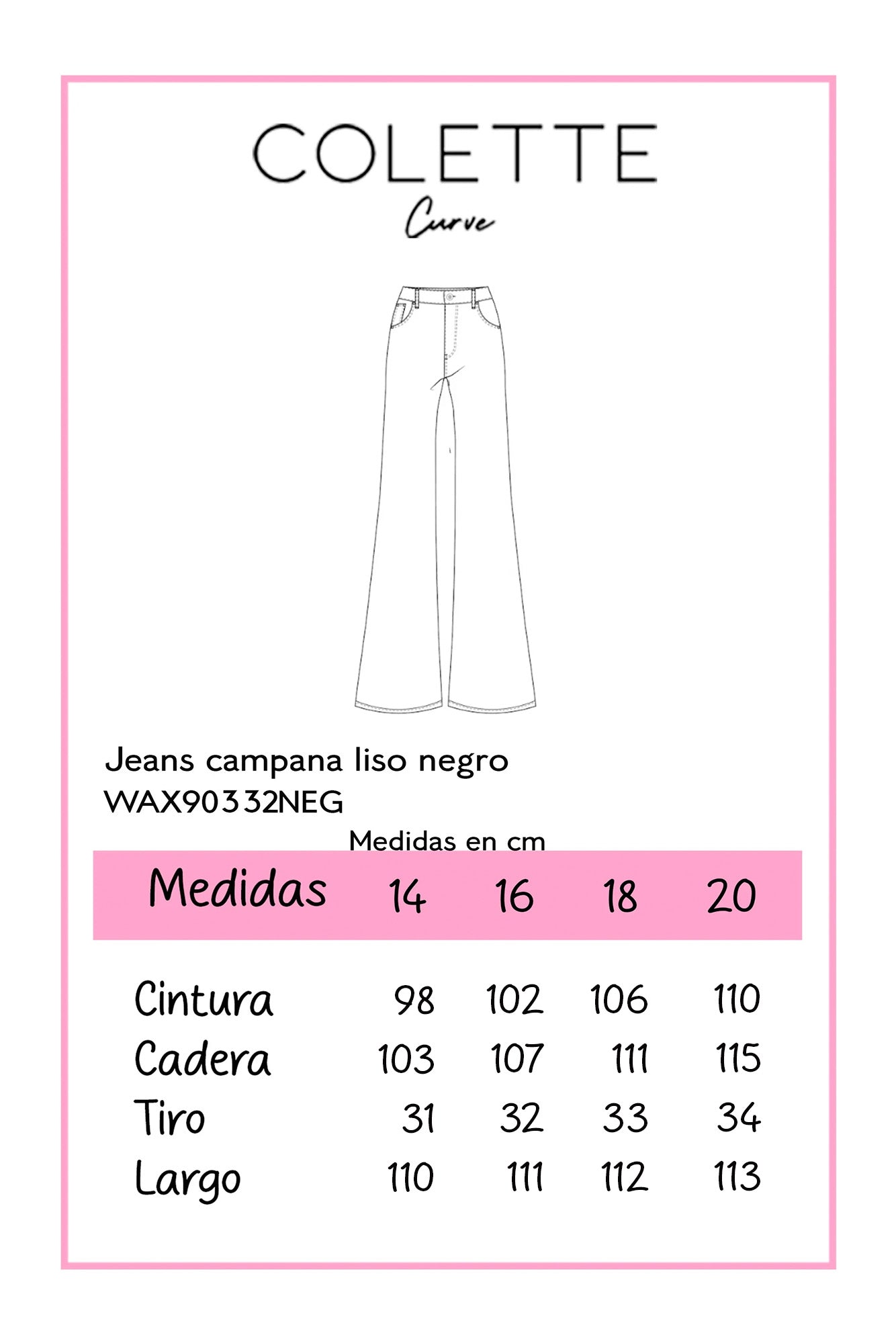 Jeans campana liso negro