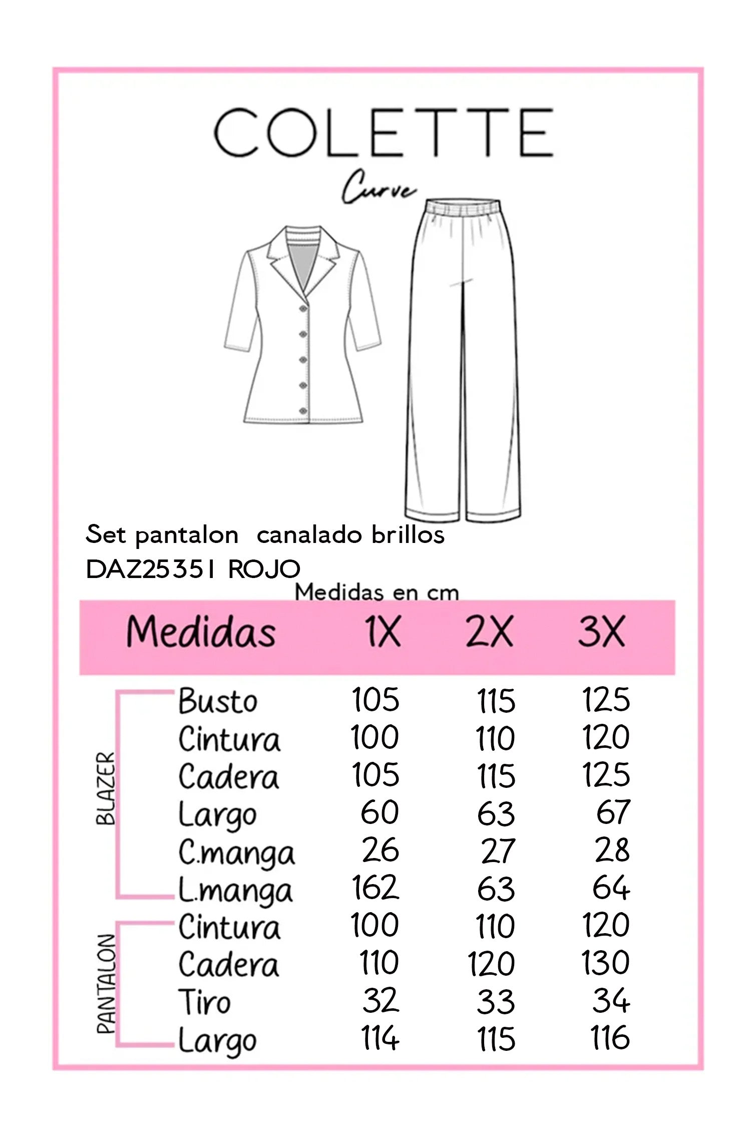 Set pantalon acanalado brillos rojo