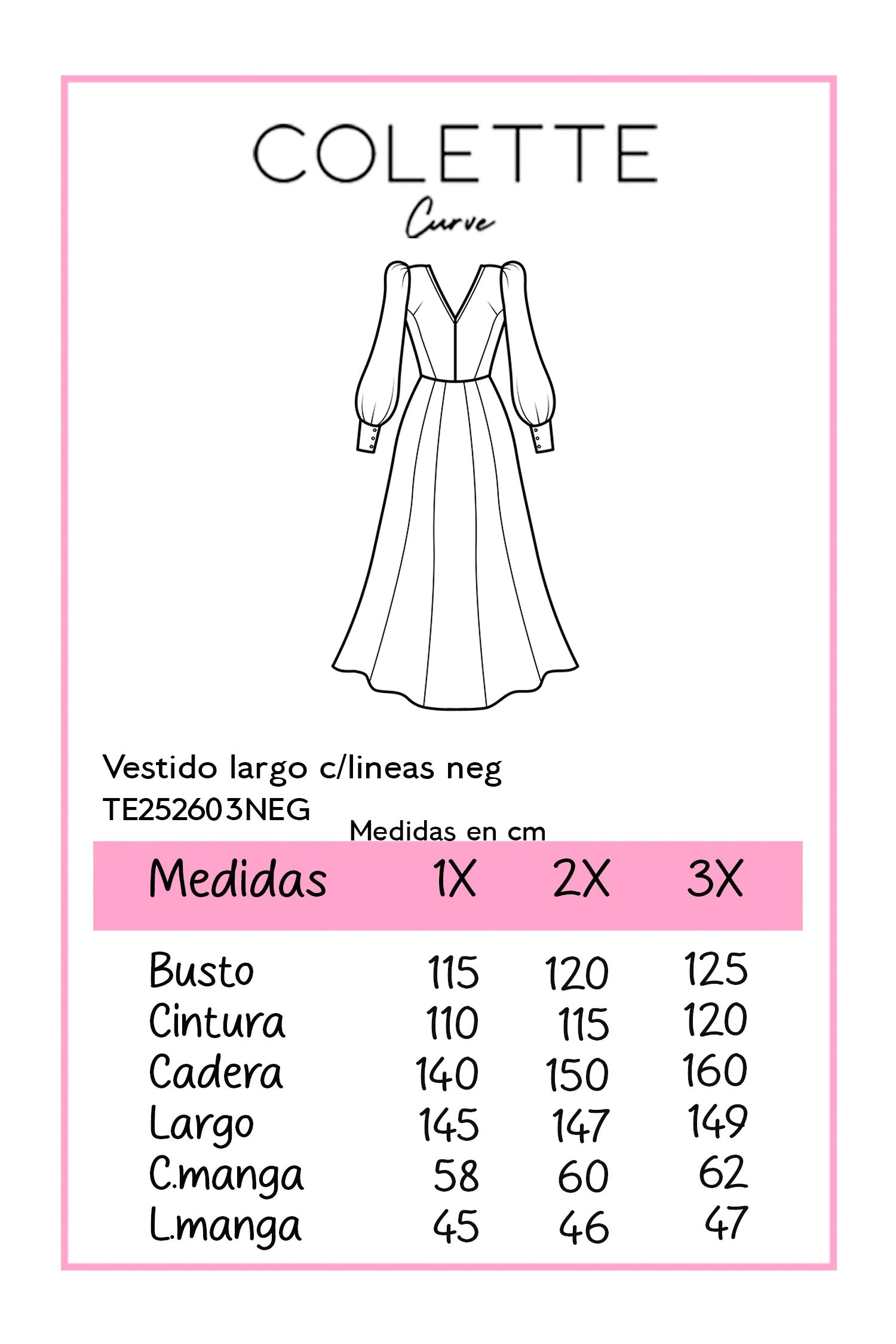 Vestido largo con lineas neg