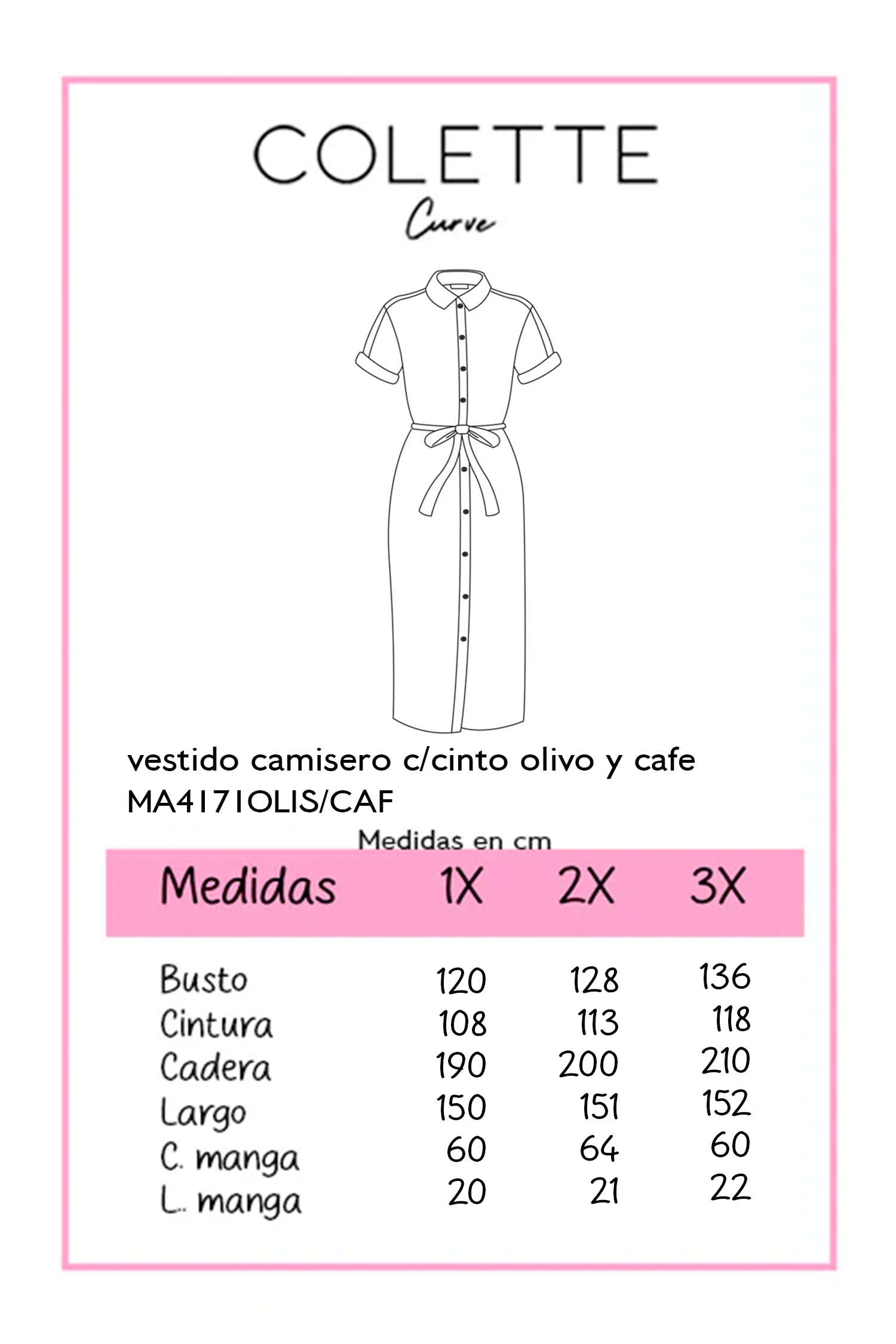 Maxi vestido camisero c/cinto verde y cafe