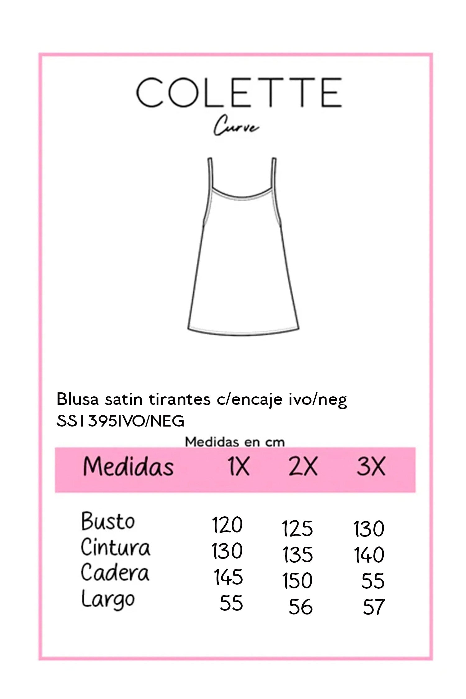 Blusa Curvy Satín Negra con Encaje Lencero Statement