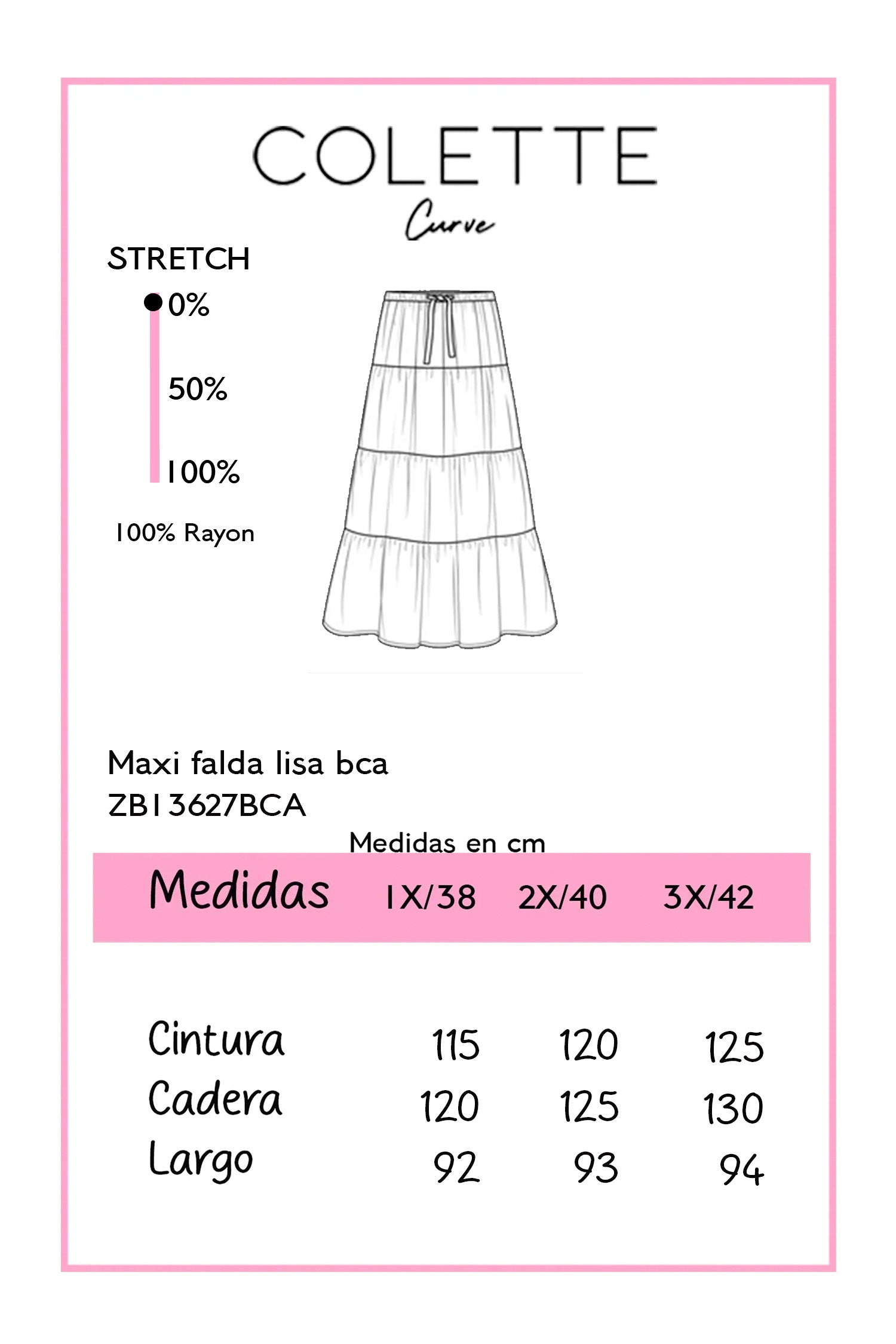 Maxi Falda Curvy Lisa Escalonada Blanca