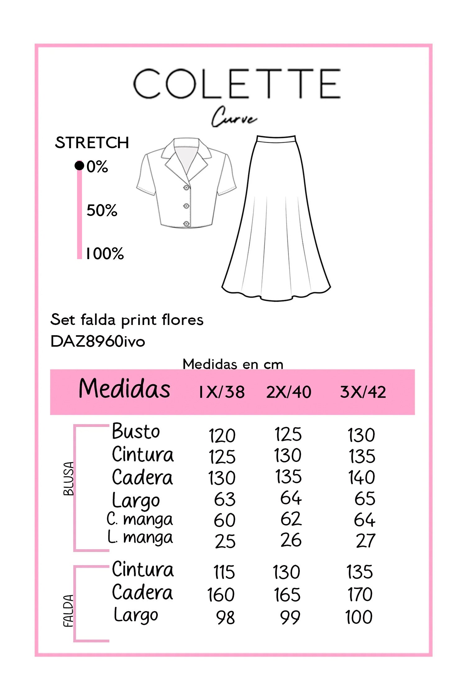 Set Curvy Blusa y Falda Maxi Floral Print Romántico Ivory