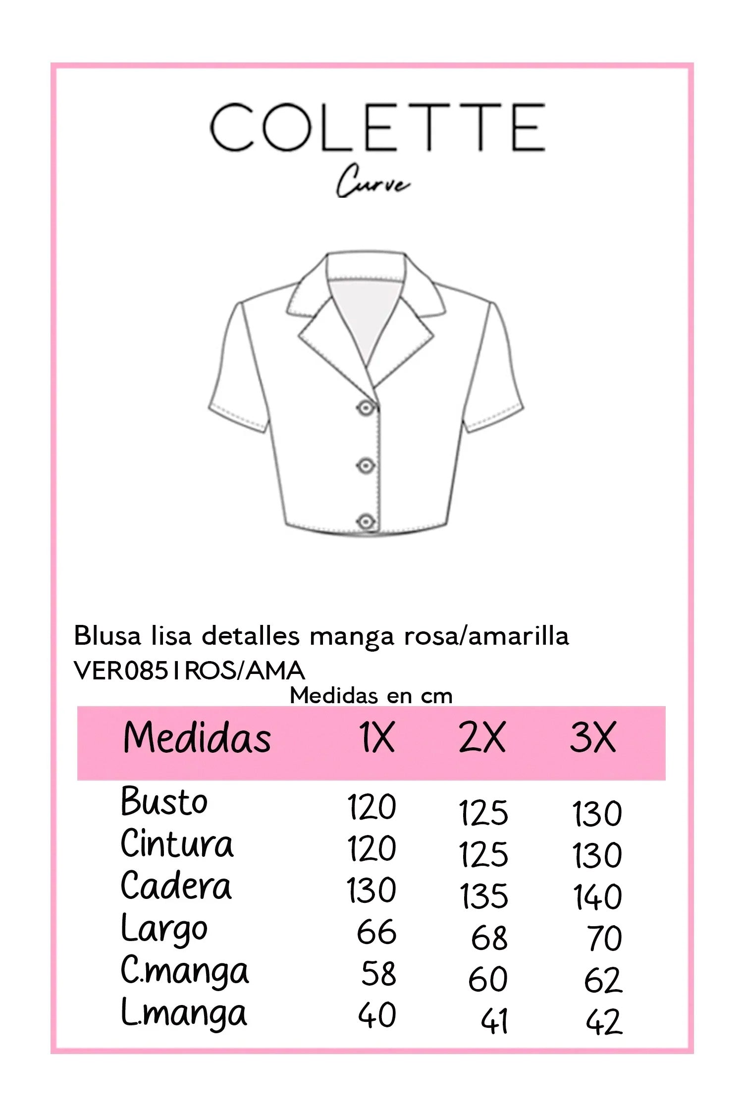 Blusa lisa detalles manga rosa