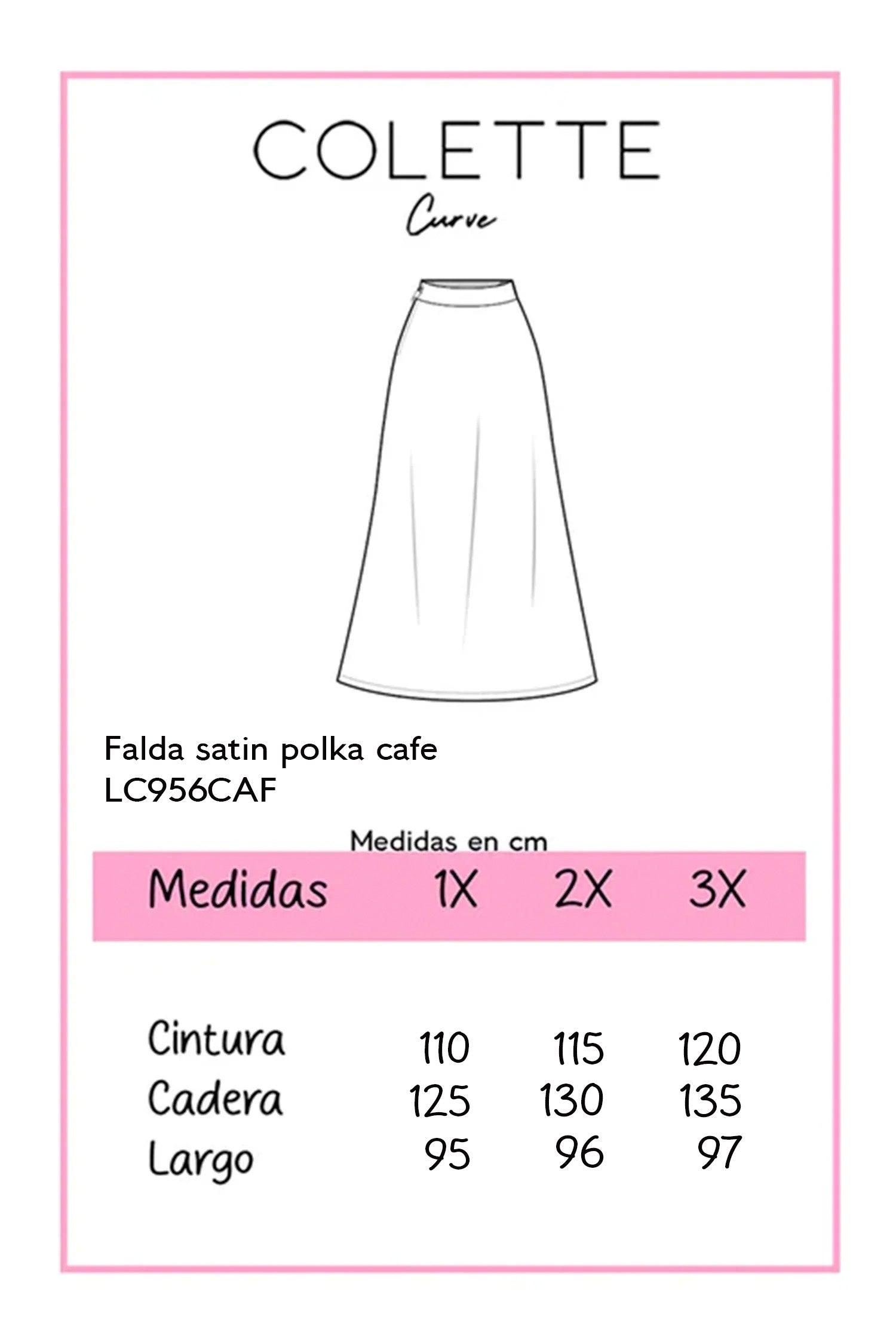 Falda satin polka cafe