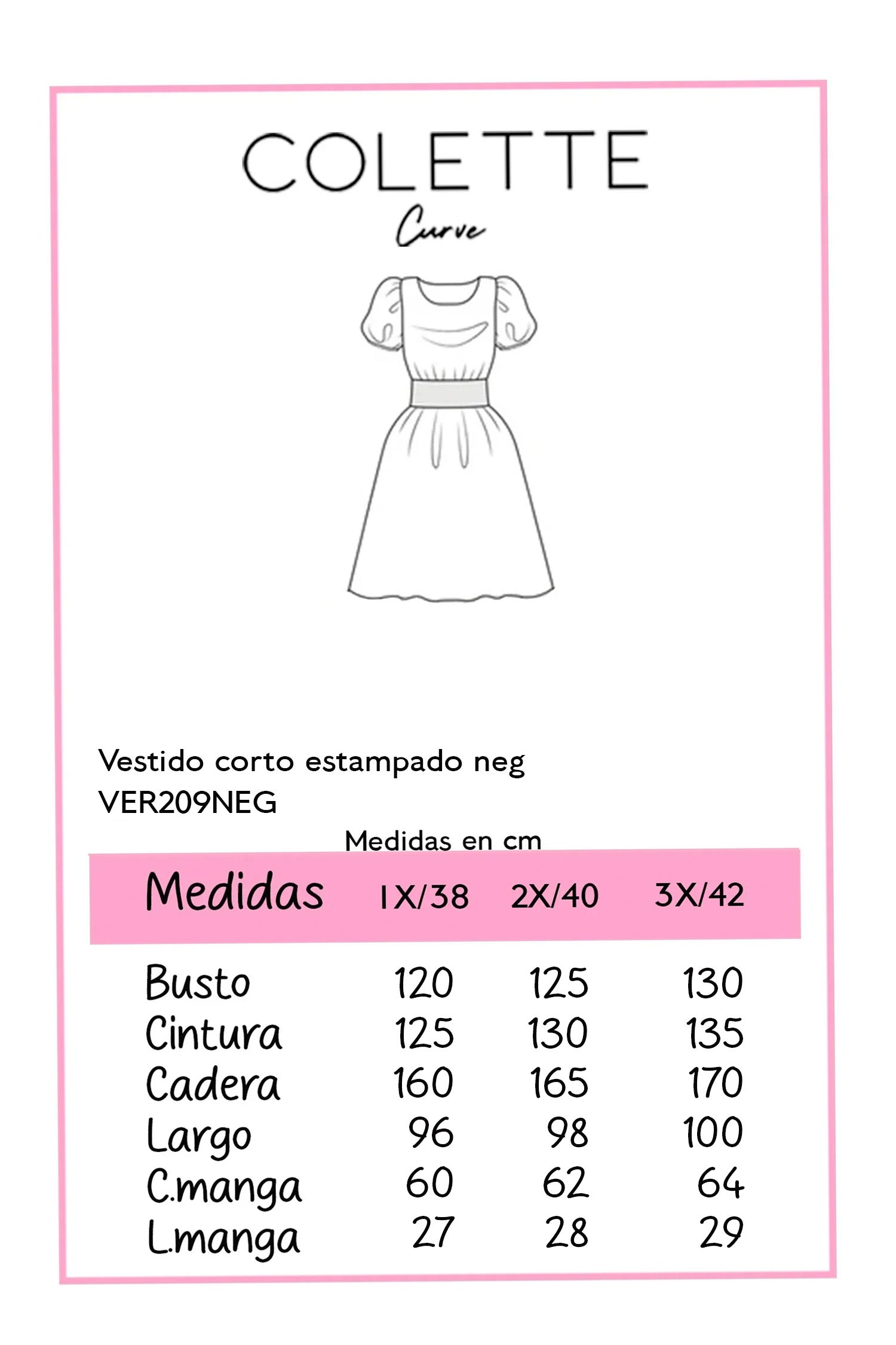 Vestido Corto Curvy Abstracto Manga Globo Cinto Tela Negro Blanco