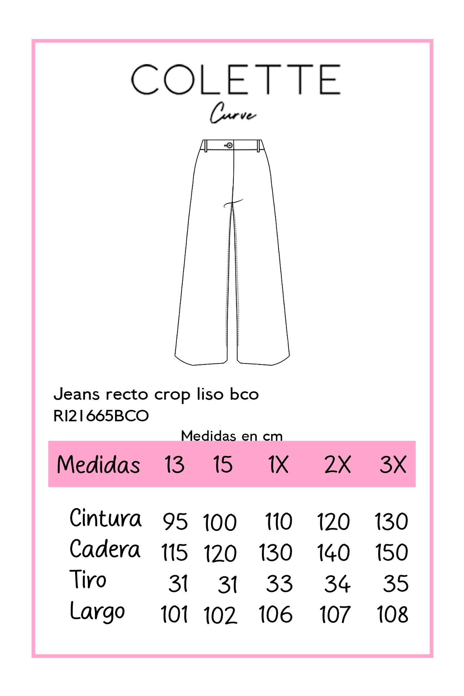 Jeans Curvy Recto Crop Blanco Cintura Alta Equilibra Figura